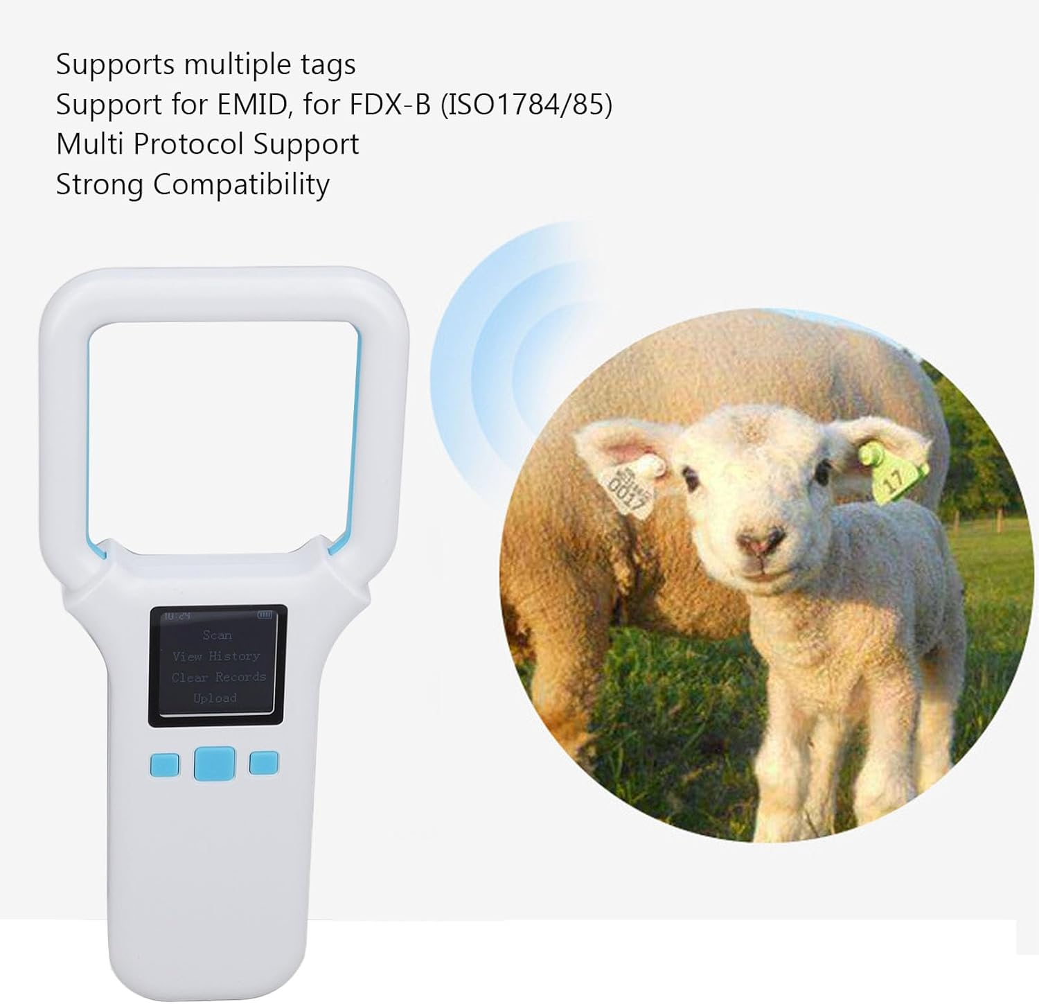 Pet Microchip Scanner Reader, 134.2Khz 125Khz Portable Animal Chip ID Scanner, 500 Data Storage Handheld RFID Dogs ID Chip Tag Scanner for EMID/FDX B / ISO1784/85 image number 6