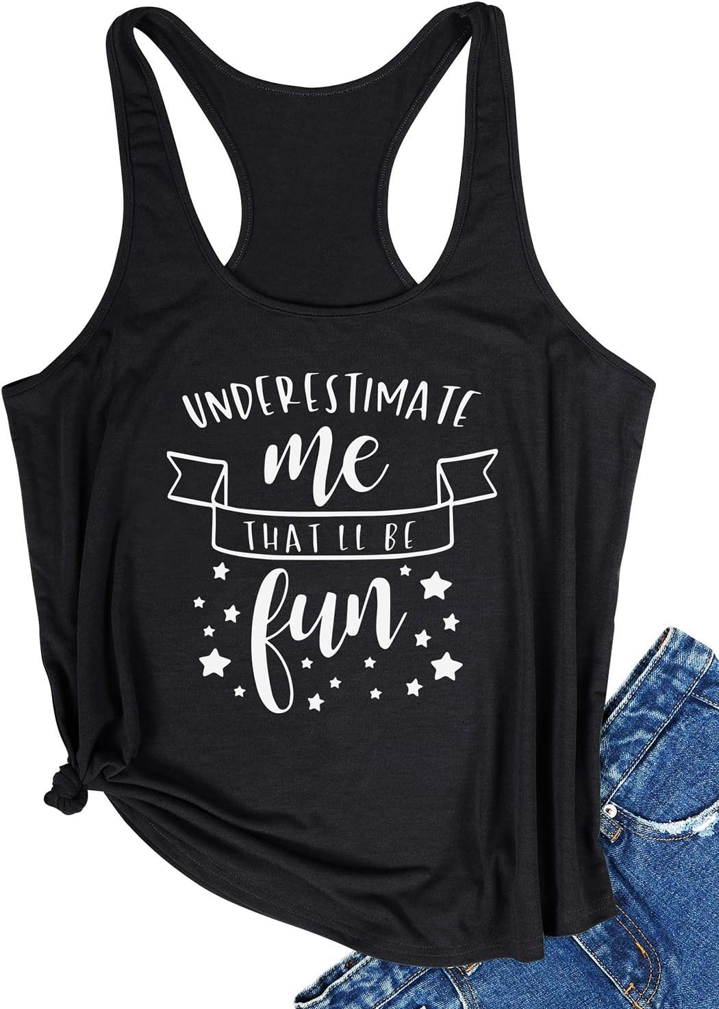 WLLW Women Underestimate Me That Ll Be Fun Sweatshirt Long Sleeve Shirts with Pockets (Y-Black, Large) image number 2