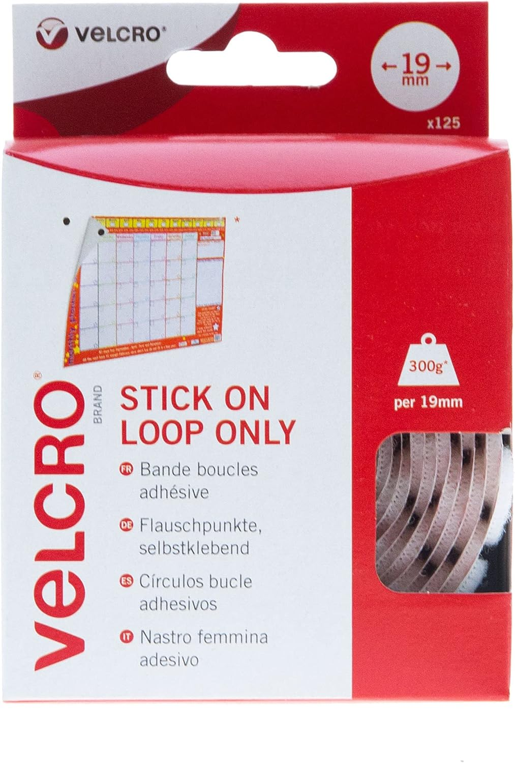 VELCRO&reg; Brand Stick on Coins (Hook Only), 19Mm - White, Pack of 125 image number 1