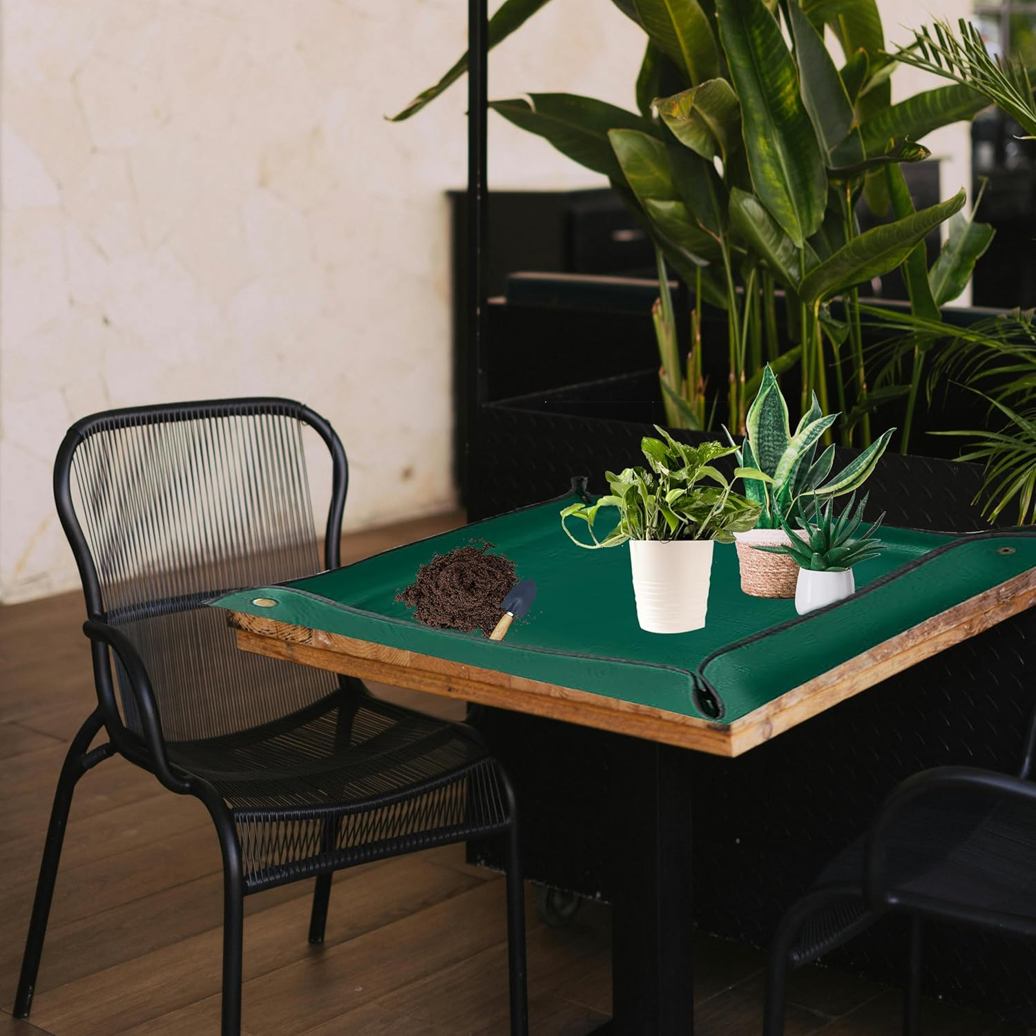 FEIQIAO Leather Pot Mat Repotting Mat, Portable Succulent Plant Mat, Waterproof Thickened Foldable Garden Mat, Pot Plate, Plant Mats for Repotting (Blue, 75 Cm X 75 Cm) image number 6