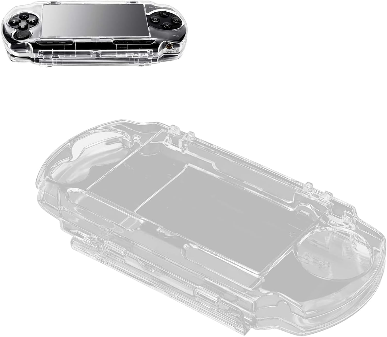 ONBPIY Clear Crystal Protective Shell Case for PSP 2000 3000 Series Hard Cover with Shock Scratch Resistant Full Housing and Movie Bracket image number 5
