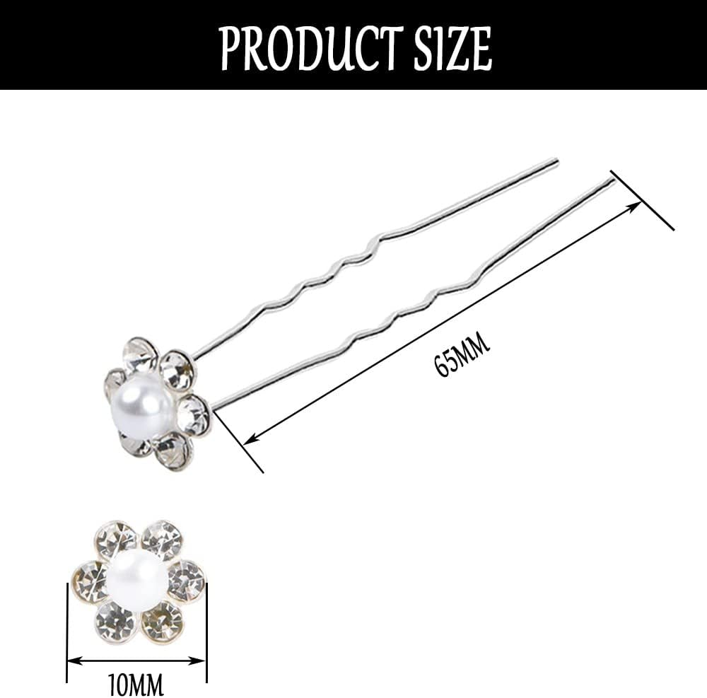 KINDOYO Bridal Wedding Hair Pins - U Shaped Hair Pins Pearl Hair Pins Rhinestone Hair Bun Pins Flower Hair Clip Hair Accessories for Women Girl - Style B(20PCS) - Style B(20Pcs) image number 6