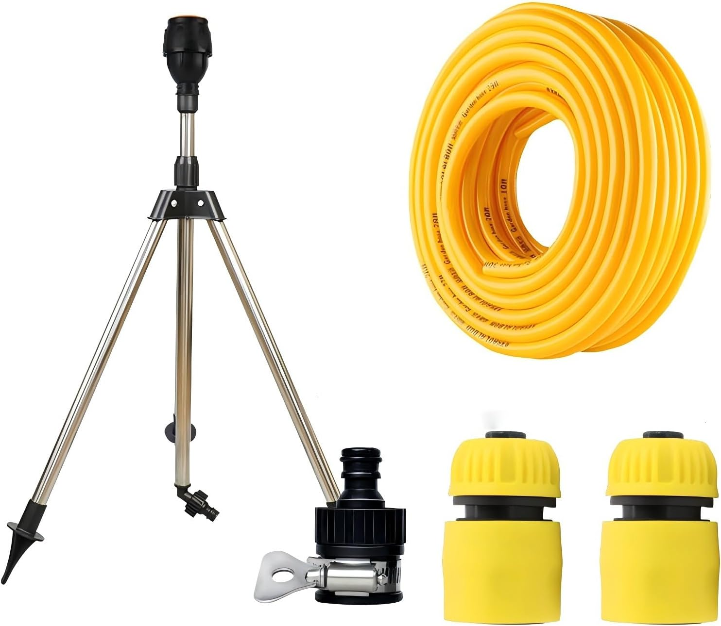 Heavy-Duty Stainless Steel Lawn Sprayer with Tripod Base - Garden Hose Connector, 360&deg; Rotating Sprayer for Yard, Farm - Adjustable Height (Steel Tripod Sprinkler+15M Watering Hose) image number 4