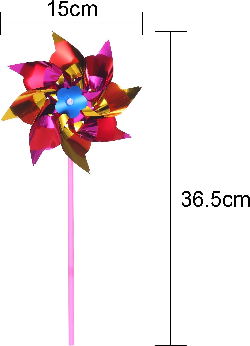Hestya 50 Pieces Plastic Rainbow Pinwheel, Party Pinwheels DIY Lawn Windmill Set for Kids Toy Garden Party Lawn Decor, Assorted Colour image number 2