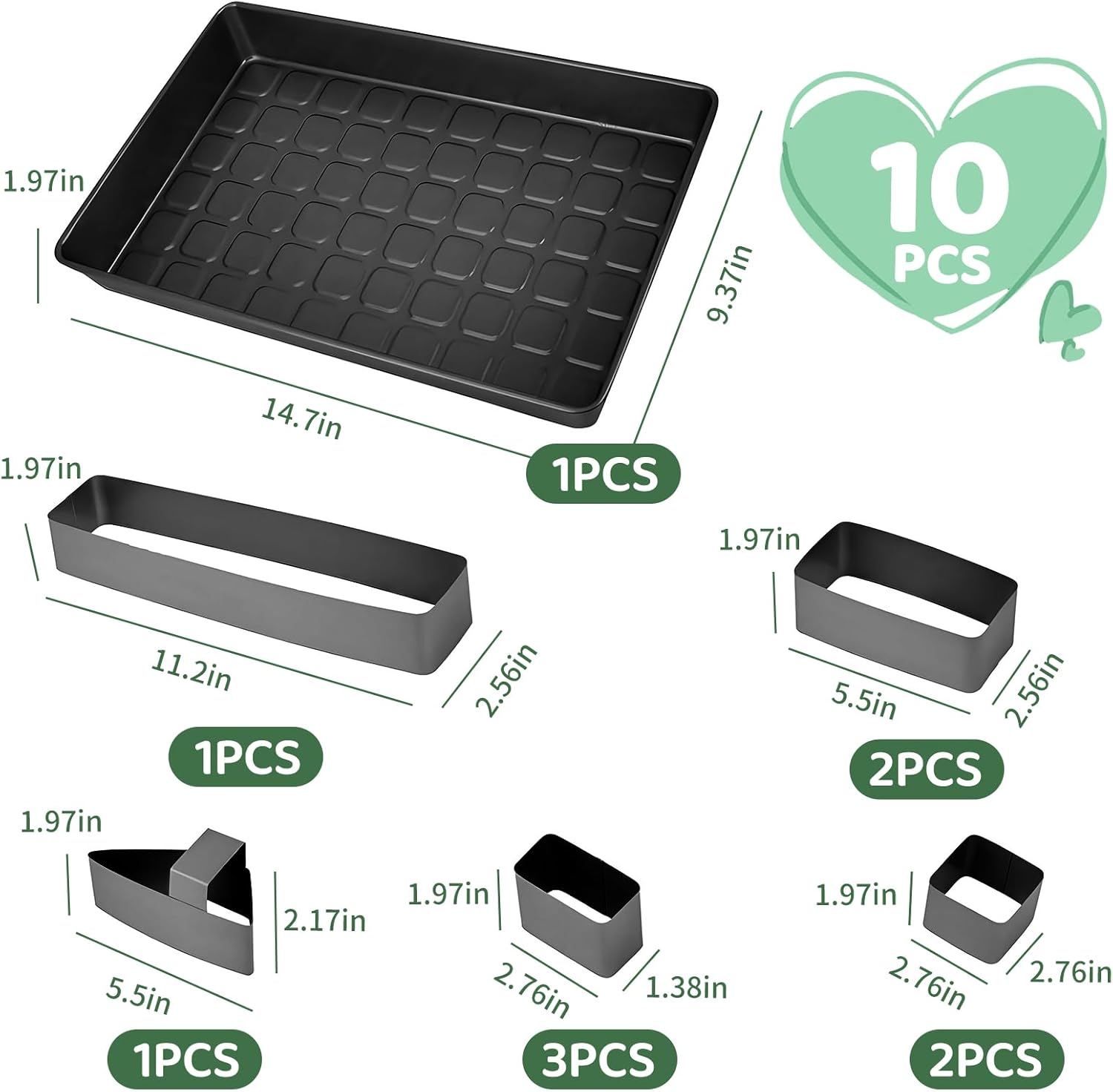 Letters and Numbers Adjustable Bakeware, Birthday Cake Mold, Novelty Cake Pans, Carbon Steel Non-Stick Cake Pan 10 Piece Set (Black) image number 5