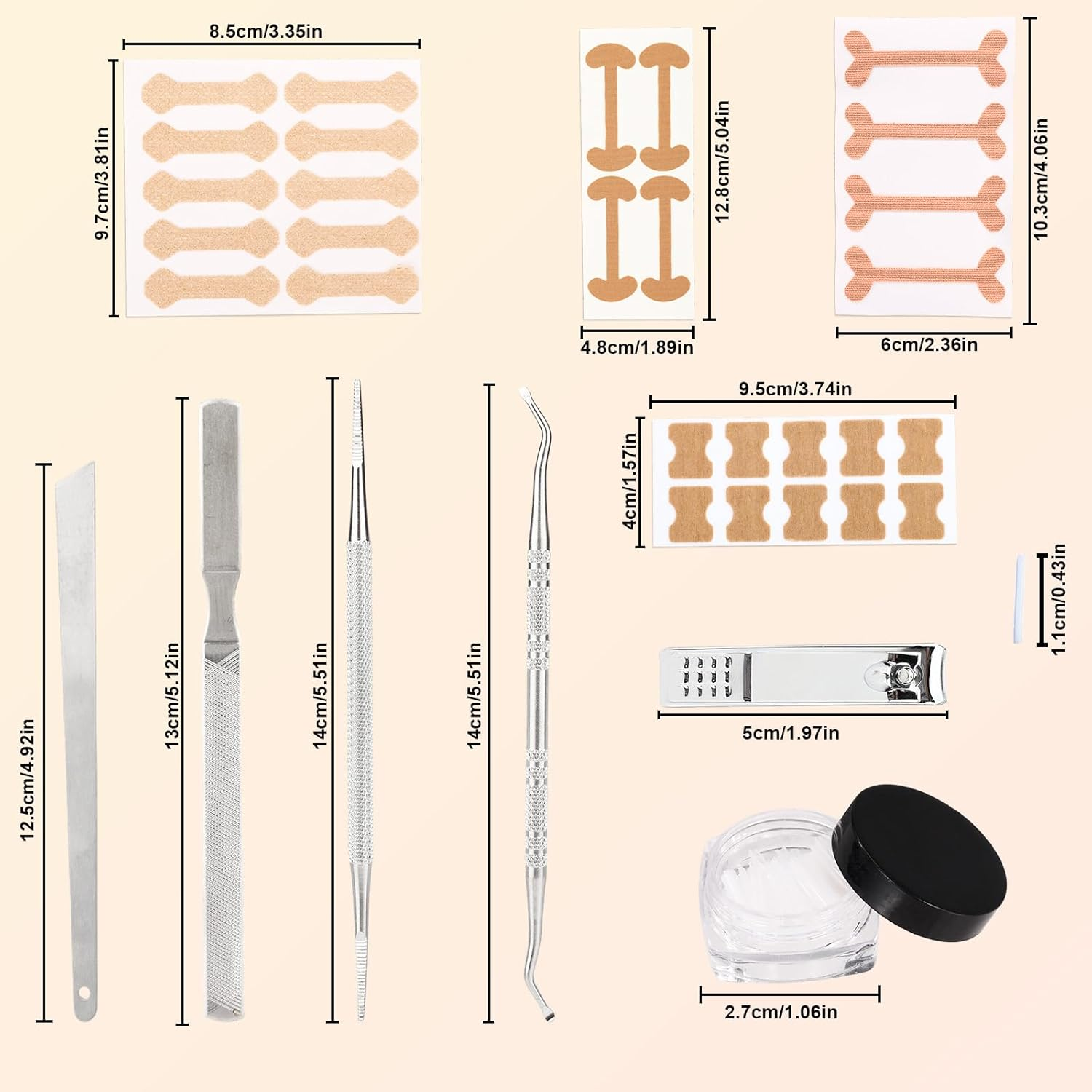 Ingrown Toenail Tool Set, Feet Pedicure Tools with Nail File & Clippers Skin Bevel Knife Toenail Groove Pick & Spoon Nail Stickers for Men Women Pedicure Tool image number 2
