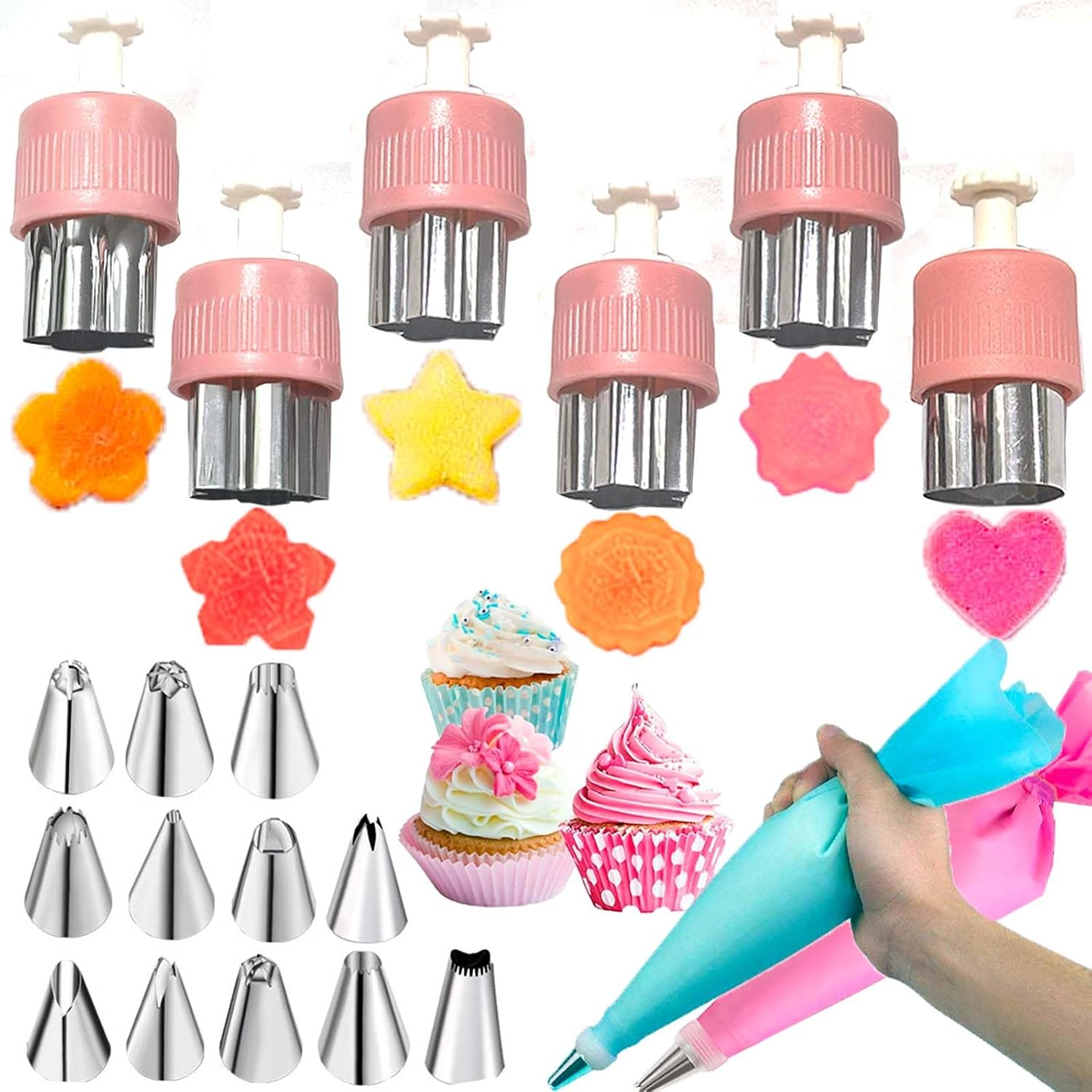 6 Cupcake Corers and Filler Tool Set Cake Digging Hole Maker Pastry Cupcake Corer Plunger Cake Filler Stainless Steel Reusable Kitchen Baking Decoration Cookie Dunker Tool Pastry Filling Accessories image number 3