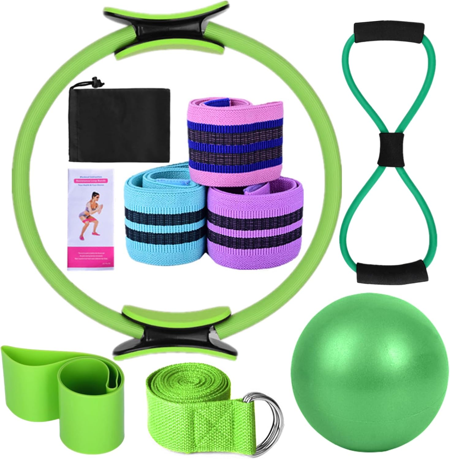 VYNTEL Women'S Yoga & Pilates Set | Magic Ring, 25Cm Ball, Booty Bands, Figure 8 Resistance Band | Purple Home Workout Equipment for Glutes, Stretching & Fitness