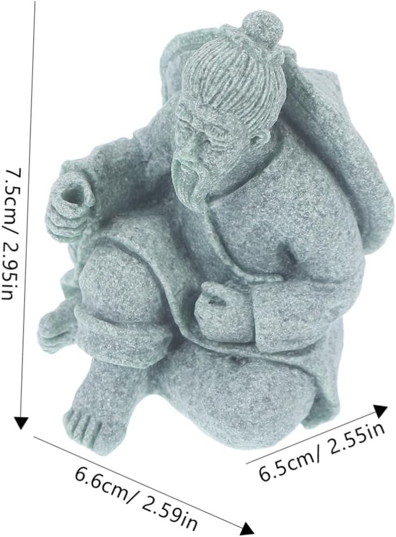 DECOMELODY Miniature Fisherman Statue for Fish Tank Decor Elegant Sandstone Ornament for Gardens Aquariums and Relaxing Spaces Charming Tea Pet Figurine image number 4