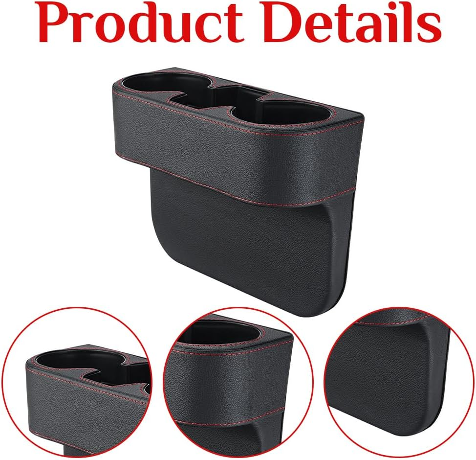 PU Car Cup Holder, Car Seat Gap Filler Organizer, Multifunctional Cup Drink Holders, Gap Filler Storage Box, Center Console Storage Box for Holding Phone, Sunglasses, Keys image number 4