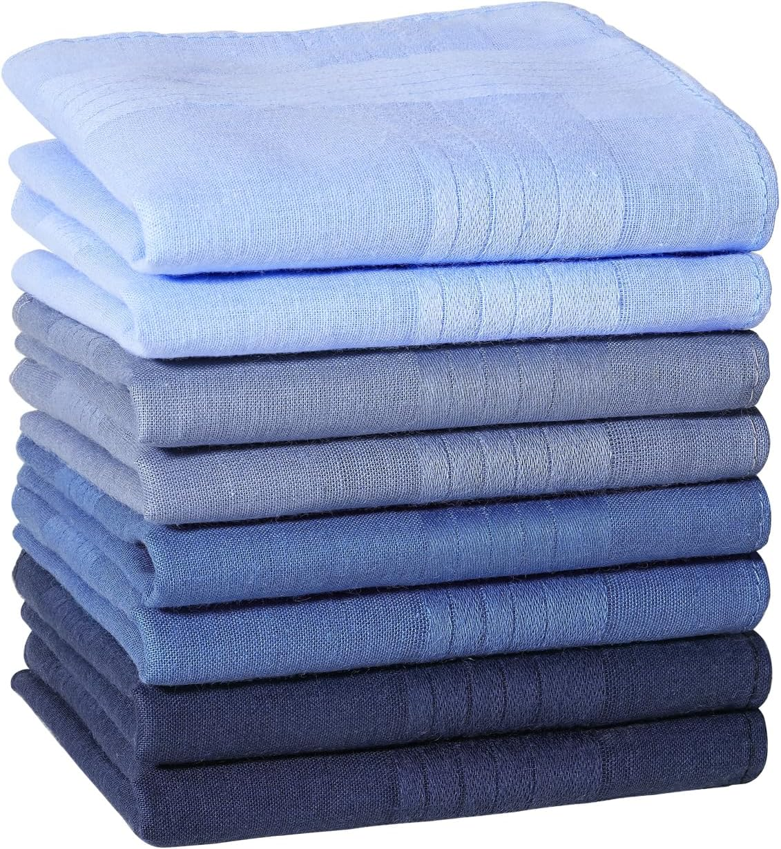 PACGOTH Handkerchiefs for Men, Soft Cotton Men&rsquo;S Handkerchiefs, Blue Stripe Hankies for Men, 15.7 * 15.7&rdquo; 8/12PCS