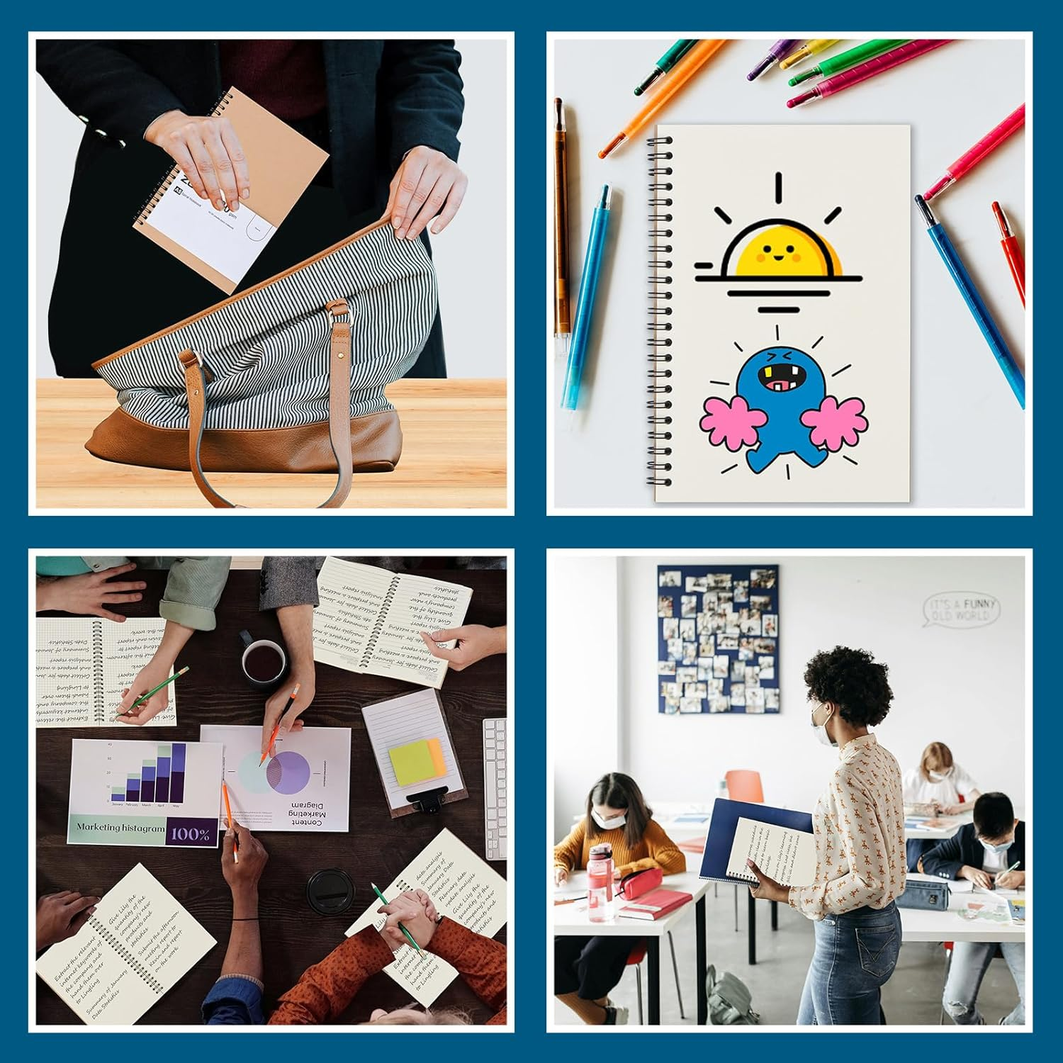 ZCZN 6 Pack A5 Blank Notebook, Spiral Notebook for School, Study, Office, 120 Pages/60 Sheets image number 4