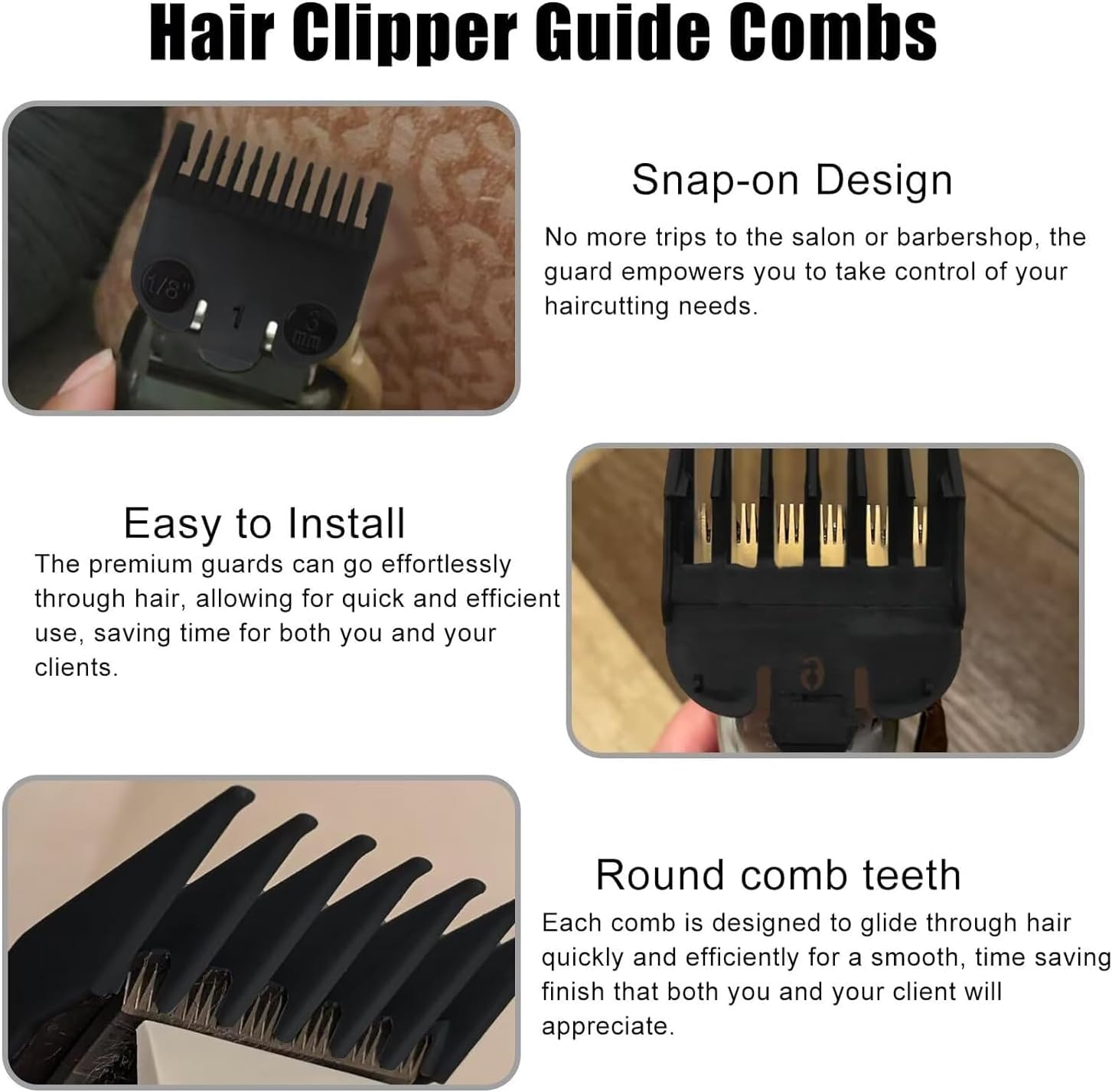 Hair Clipper Guards - 8 Piece Professional Grade Set #1-8 (1/8" to 1") | Universal Replacement Guides for Wahl Clippers & Hair Trimmers Wahl Hair Clippers