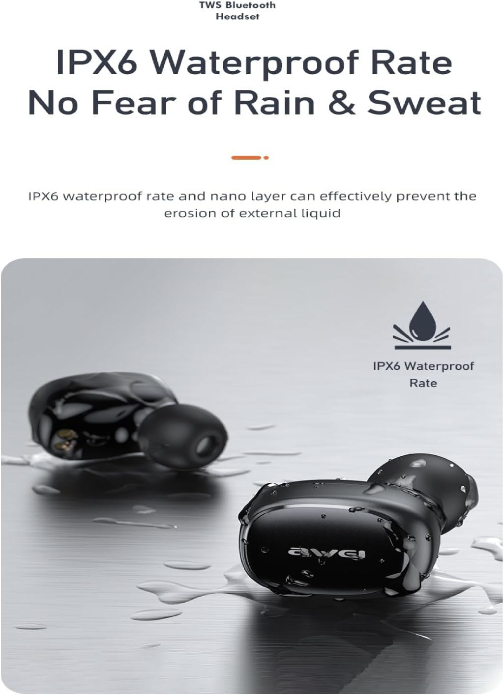 AWEI T13 Pro Wireless Earbuds Bluetooth, in Ear Buds Ligh Weight Headphones, Earbuds Wireless Bluetooth IPX6 Waterproof, 300Mah Headphone Charging Pod 36 Hrs Playtime, Clear Calls Earphones Purple image number 5
