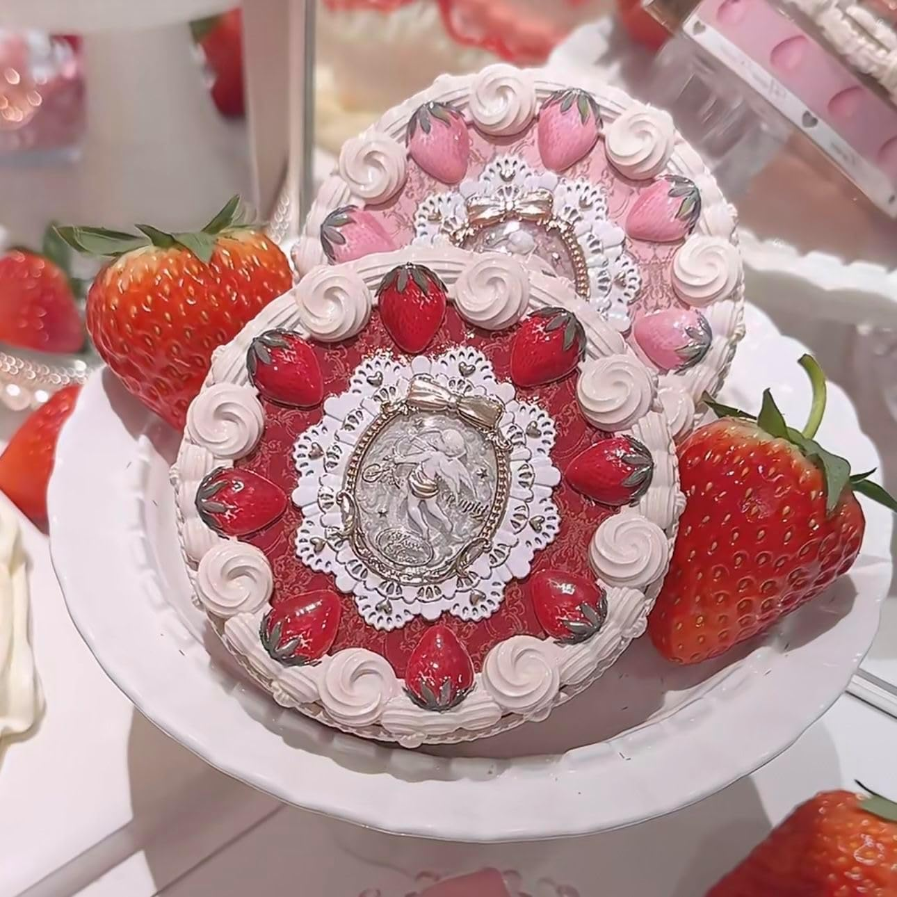 Flower Knows Strawberry Cupid Collection Pressed Powder Mineral Makeup Powder Foundation with Concealer & Finishing Vegan (C01, S) - C01 image number 3