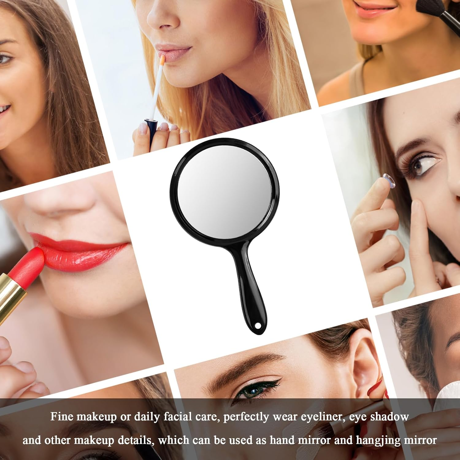 Hand Mirror Double Sided Mirror 1X/3X Magnifying Vanity Mirror round Shape Handheld with Handle for Women Daily Makeup Portable