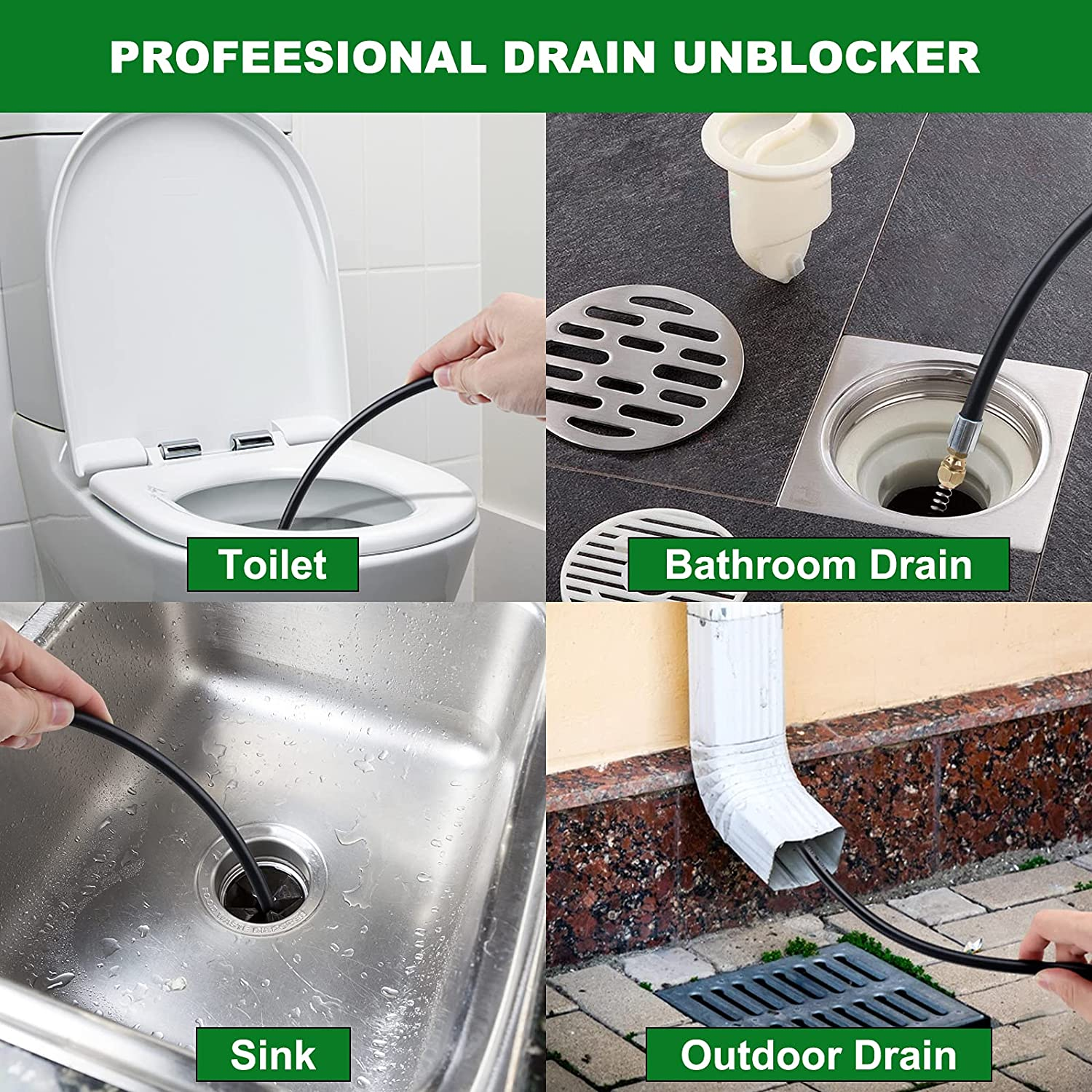 EAWONGEE 15M High Pressure Drain Jet Wash Hose Drain Pipe Sewer Jetter Kit Compatible for Karcher K2 K3 K4 K5 K6 K7 and Lavor Pressure Washers image number 3