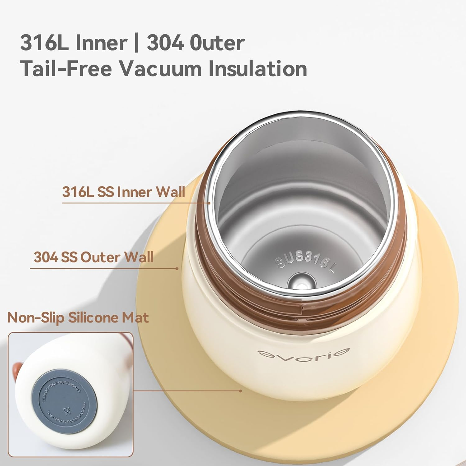 Evorie Leak Proof Vacuum Insulated Water Bottle, 316L Stainless Steel Sippy Cup for Toddlers, 11 Oz Straw Cup with Handle & Adjustable Strap, Keeps Drinks Warm or Cold (1 Pack)