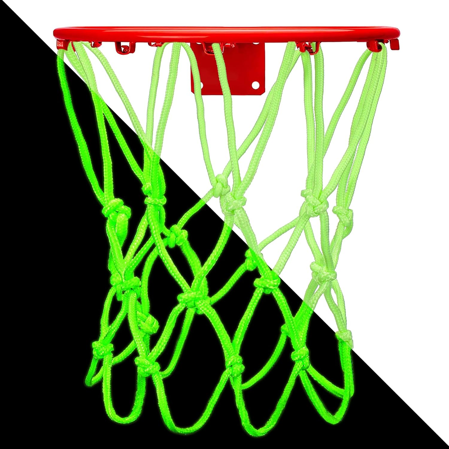 Nightlight Mini Basketball Net Glow 8 Loop Replacement Basketball Hoop Net Glow in the Dark Basket Ball Outdoor Portable Nylon Mesh for Children Outdoor Sun Powered Sports Gifts 8-10.25 Inch Rims image number 6