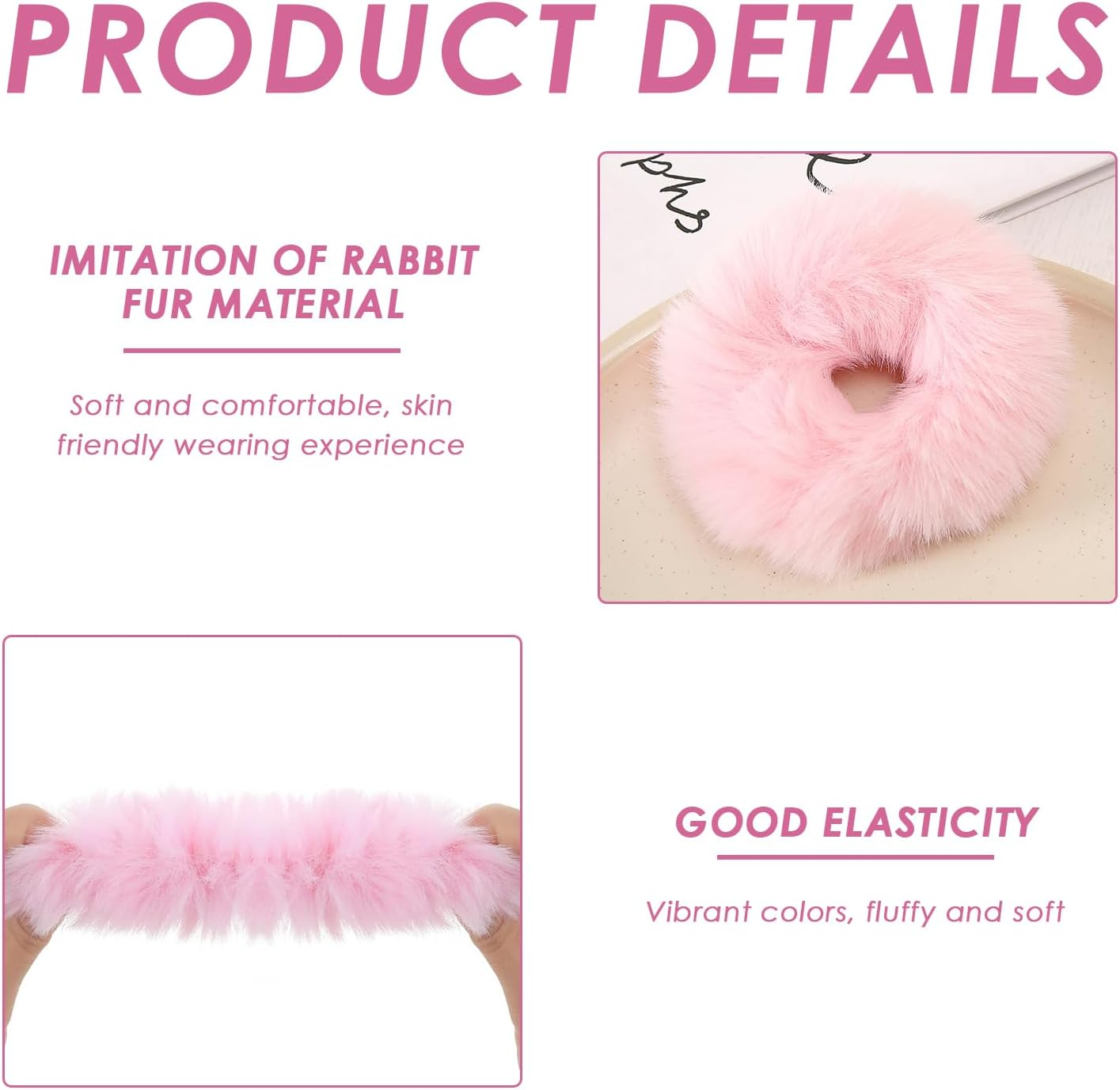 Pack of 6 Plush Hair Ties, Cute Hair Ties, Soft Hair Ties, Elastic Hair Ties, Ponytail Hair Accessories, Girls Hair Accessories, Hair Accessories image number 2