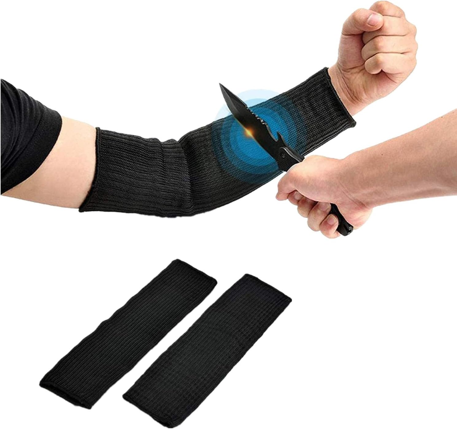 Arm Protective Sleeves,Kevlar Sleeves Cut Resistant Heat Resistant Sleeve,Anti Abrasion Safety Armband for Garden Kitchen Work 1 Pair (Black) image number 3