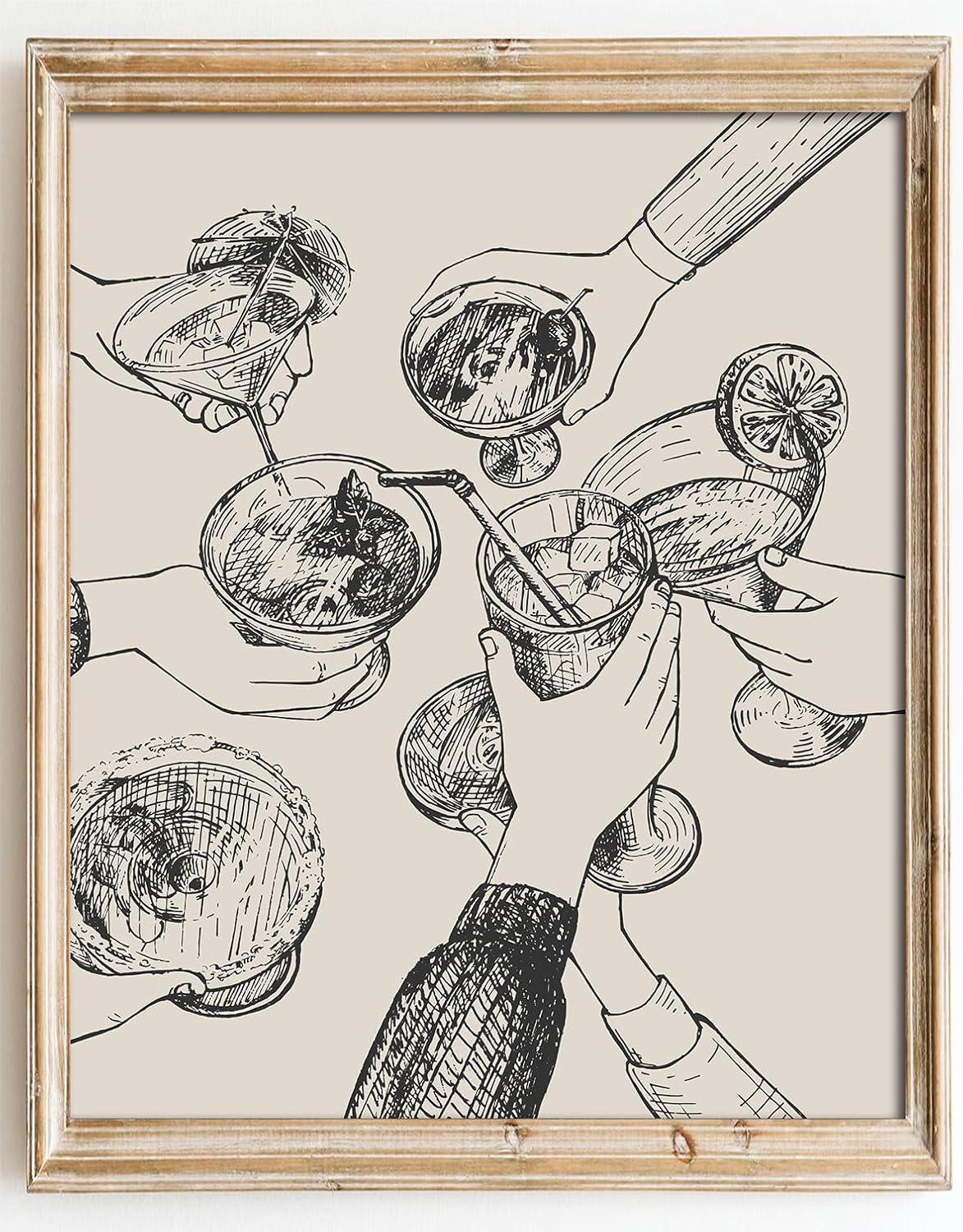 Kizbok Neutral Bird Wall Art Prints, Vintage Birds in Love on a Branch Canvas Painting Prints for Wall Decor, Bedroom Wall Decor Bird Sketch Drawing Art Pictures for Farmhouse Decor, Rustic Vintage