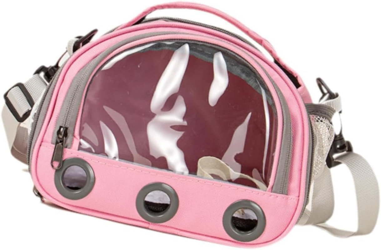 Hamster Travel Carrier Bag Guinea Pig Carrier Bag Travel Small Animals Chinchilla Outgoing Carrier Cage Carrying Shoulder Bag, Pink, S (Pink,Small) image number 5