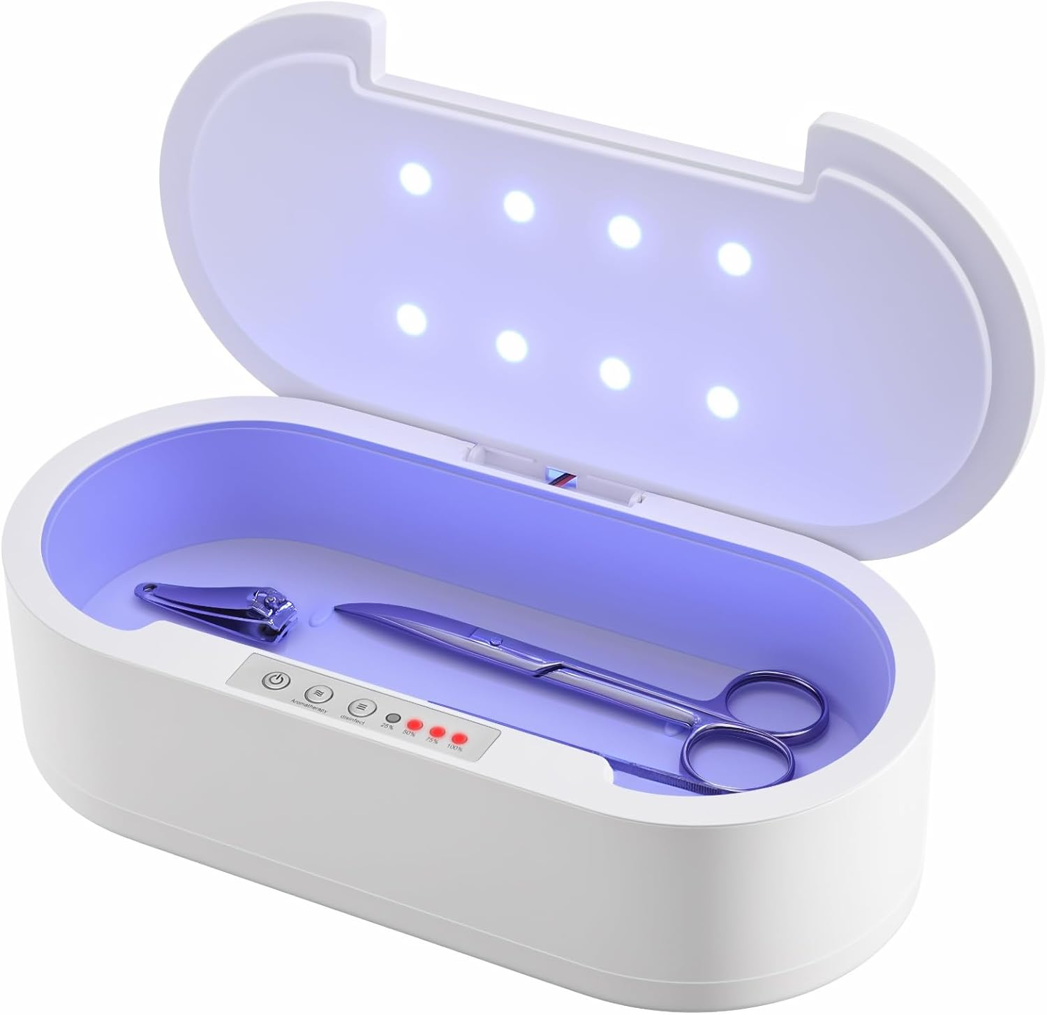 Wbuosz Portable Tool Sterilizer Box Usb,Blue Light Cleaning Sterilizating Box for Manicure Salon,Tweezers,Tattoo,Scissors,Jewelry,Phone, Watch,Keys
