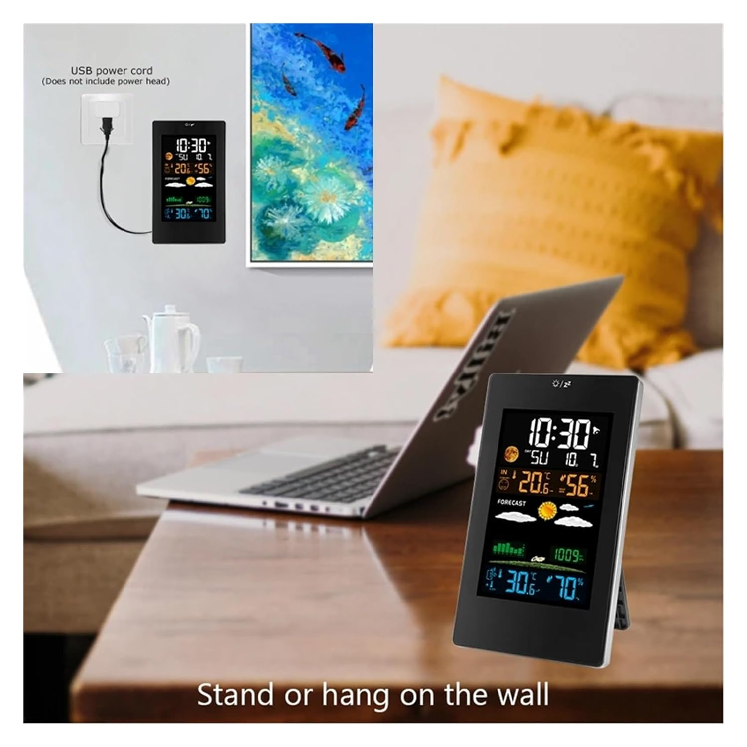 Color Weather Station LCD In/Outdoor Thermometer Hygrometer Forecast Comfort Indicator Wireless Remote Sensor Barometer Clock image number 4