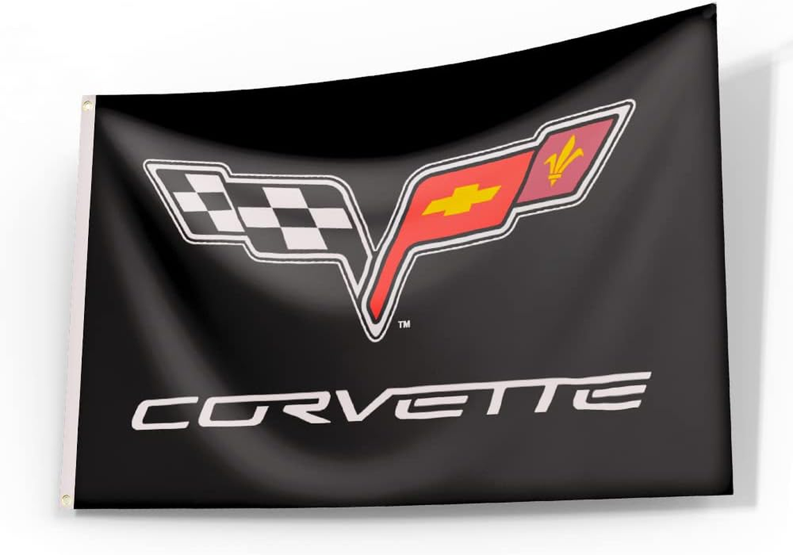 GUO Chevrolet Corvette Racing Flag Banner - Polyester, Brass Grommets, Anti-Uv, Digital Printing - Car Flag 3 X 5 Ft image number 1