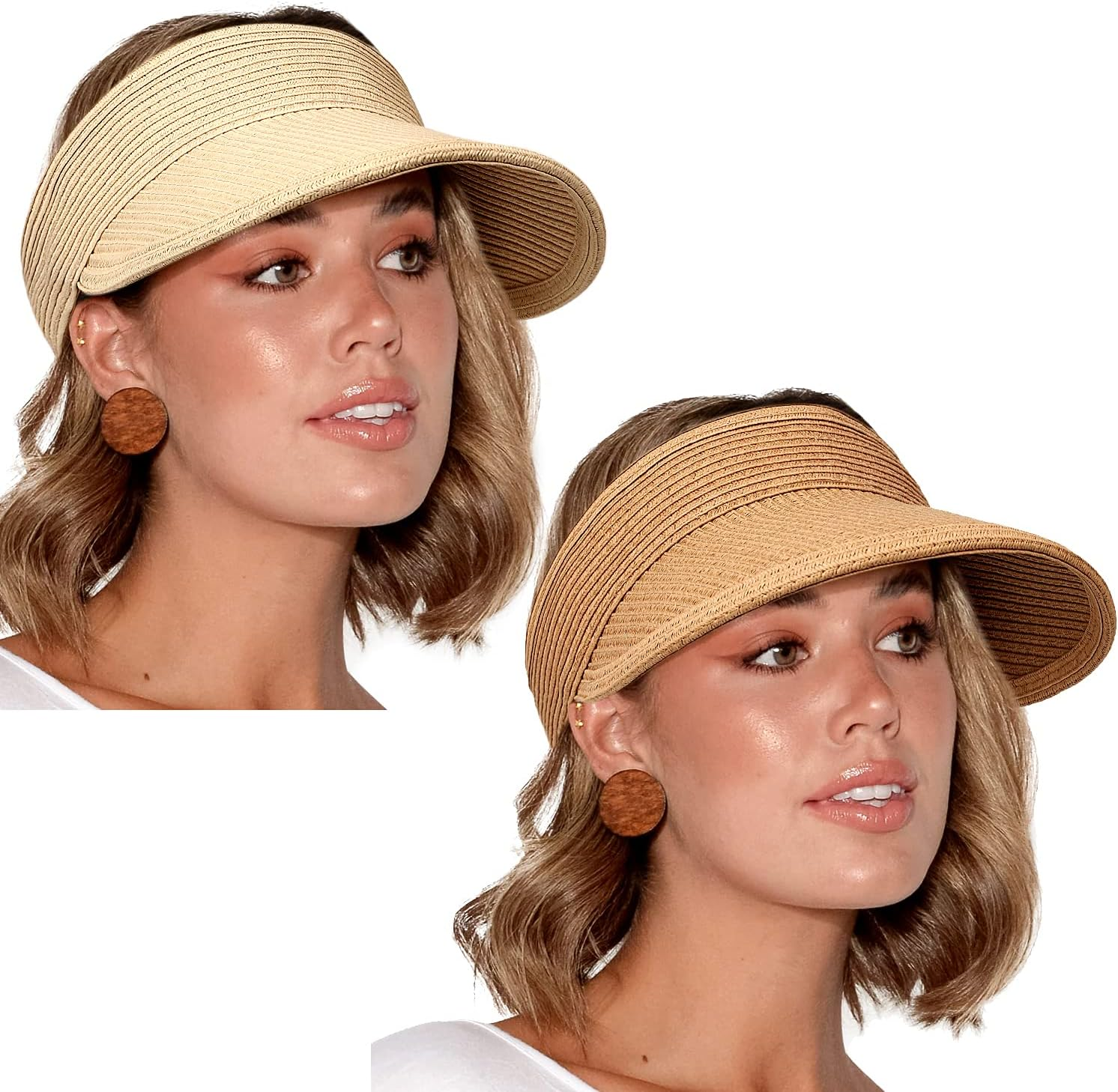 Women'S Foldable Sun Hat Wide Brim UPF 50+ Braided Summer Straw Floppy Beach Hat