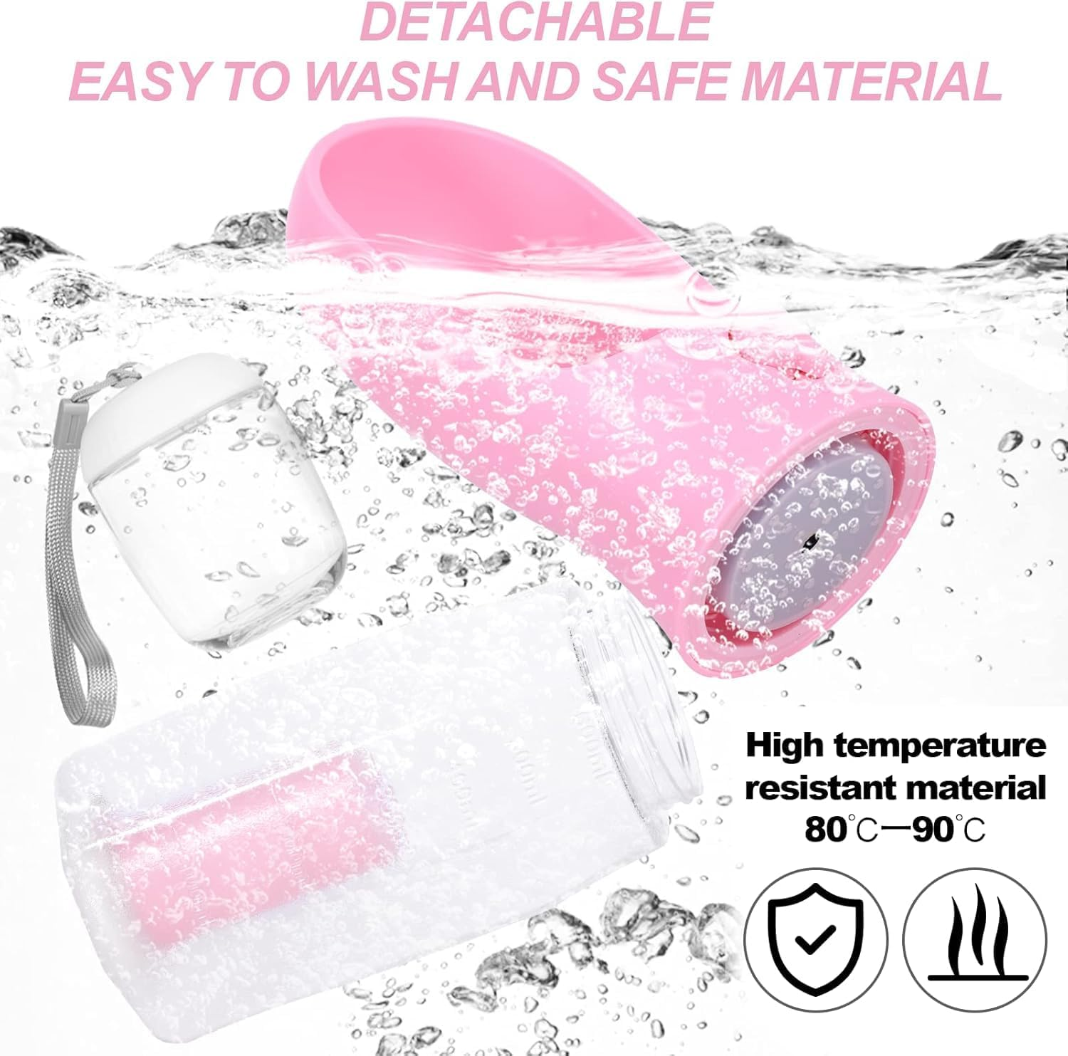 Dog Water Bottle with Food Container & Poop Bag Holder, Portable Pet Dispenser, Dog Stuff Accessories Items, Puppy Essentials Necessities for Yorkie Chihuahua Walking Hiking (Pink) image number 2