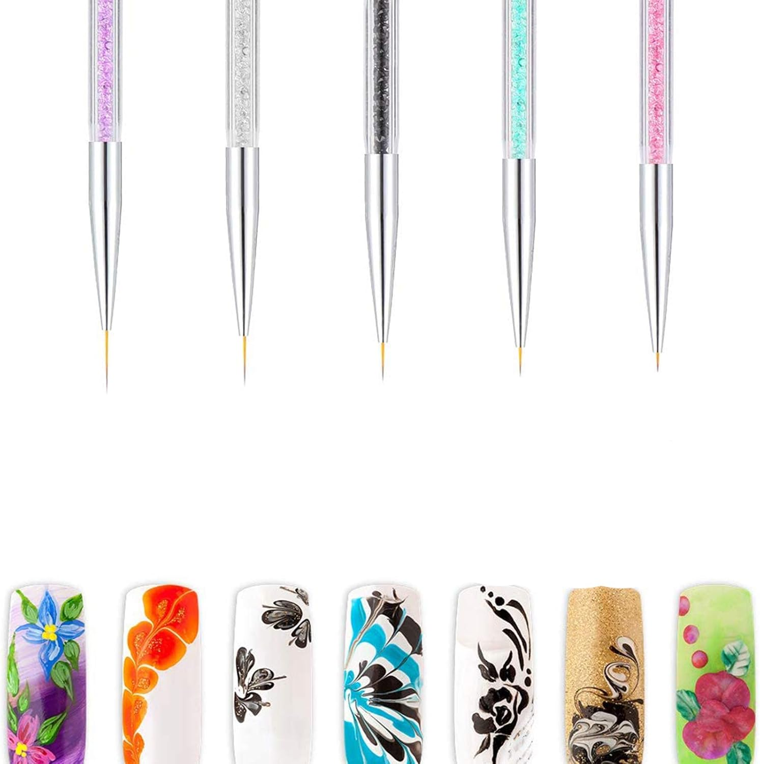 1Nails Arts Brushes 5Pcs UV Painting Design Brush Pen Nail Dotting Painting Drawing Pen image number 4