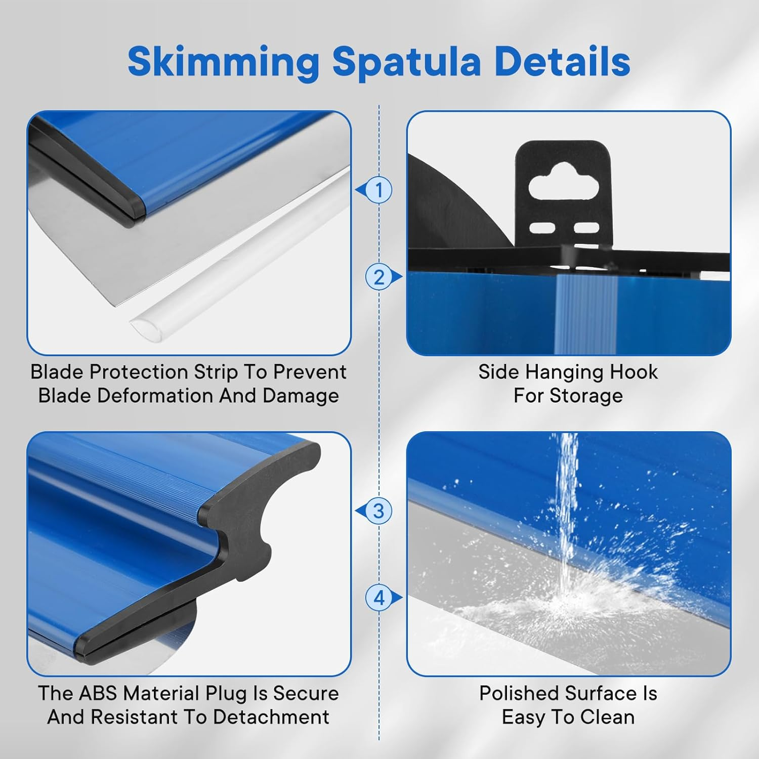 Drywall Skimming Blade, 24" / 60Cm Stainless Steel Drywall Tools Smoothing Spatula Drywall Knife for Home Improvement Wall Decoration Construction Tool image number 2