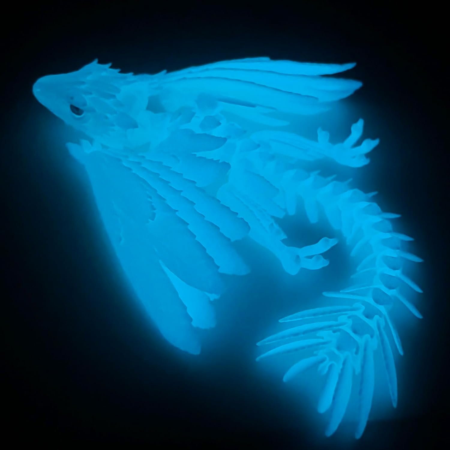 Feathered Wyvern Dragon,3D Printed Dragon, Articulated Dragon with Wings, 3D Printed Toys, Desktop Pet - Perfect for Fantasy Enthusiasts (Noctilucent Blue)