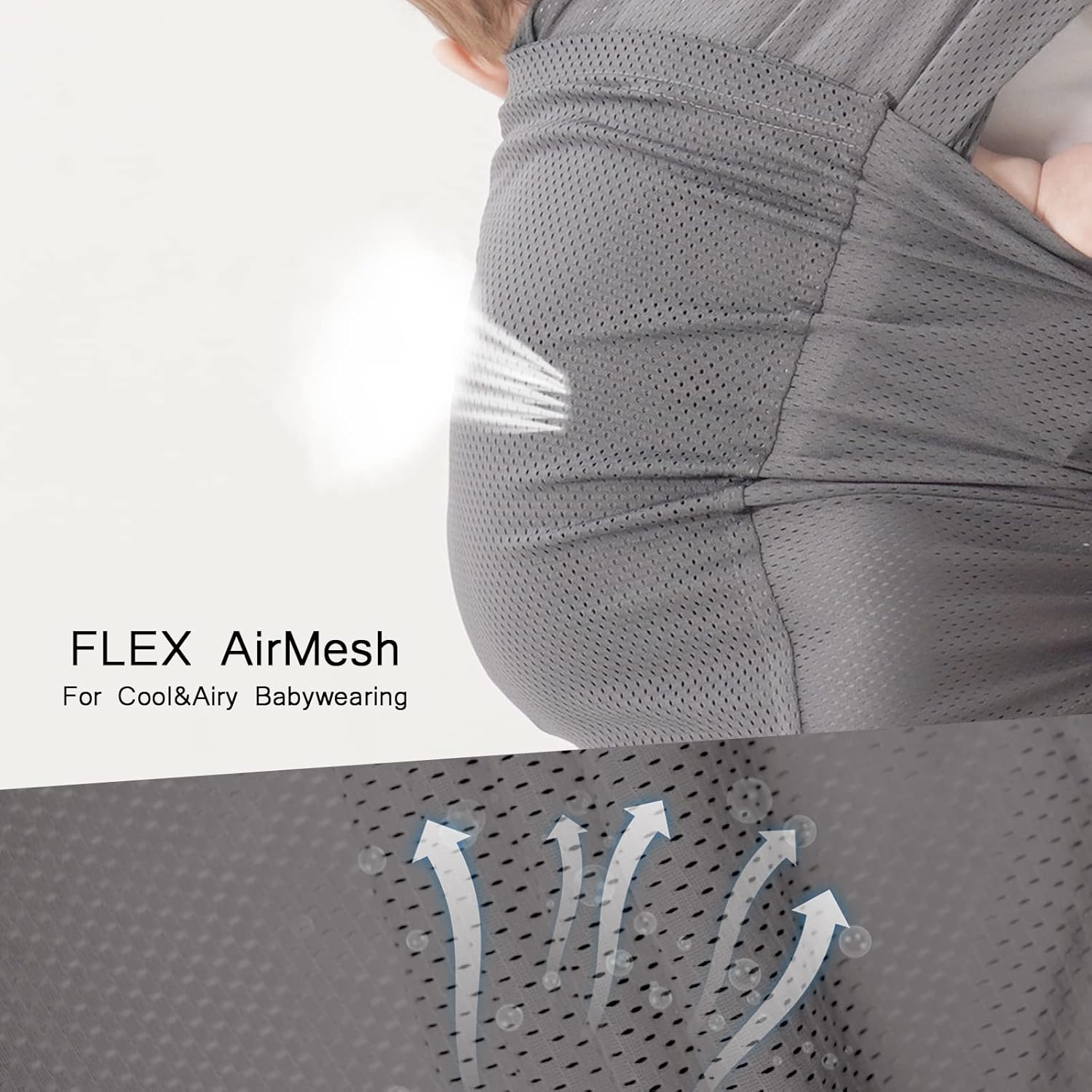 Hilabab Baby Warps Carrier,Softness Organic Cotton,Breathable Adjustable Strap Baby Hold Carrier for Newborn up to 40 Lbs (Air-Mesh Grey) image number 3