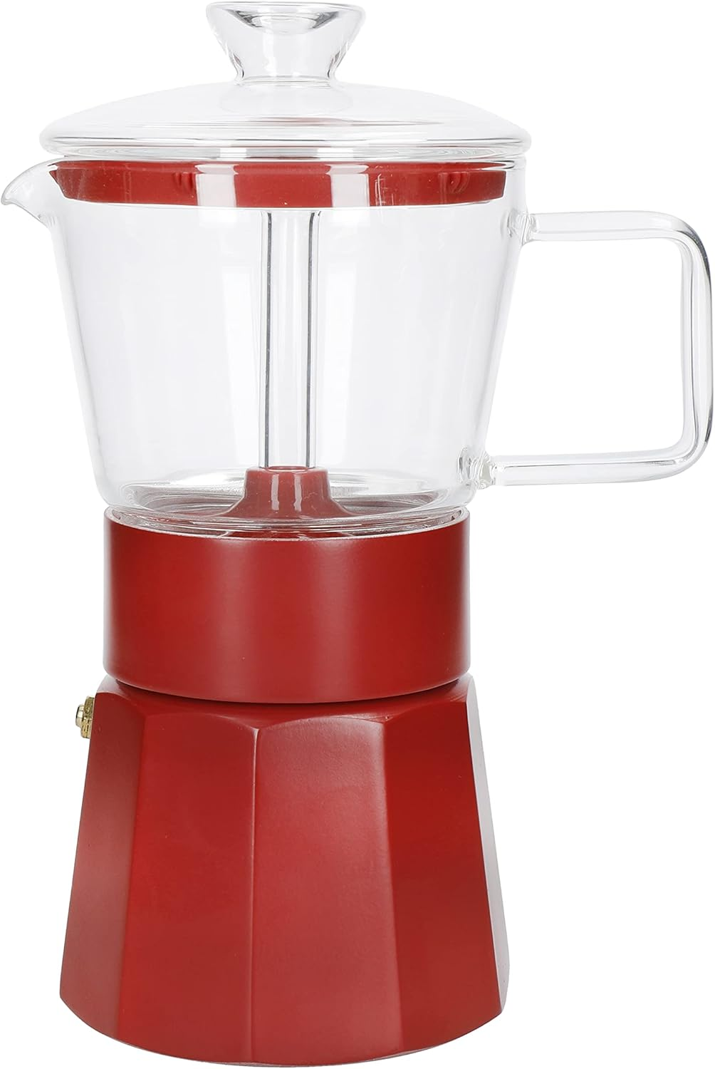 La Cafeti&egrave;re Verona Glass Espresso Maker, Red, 6 Cup, Gift Boxed - Chrome image number 5