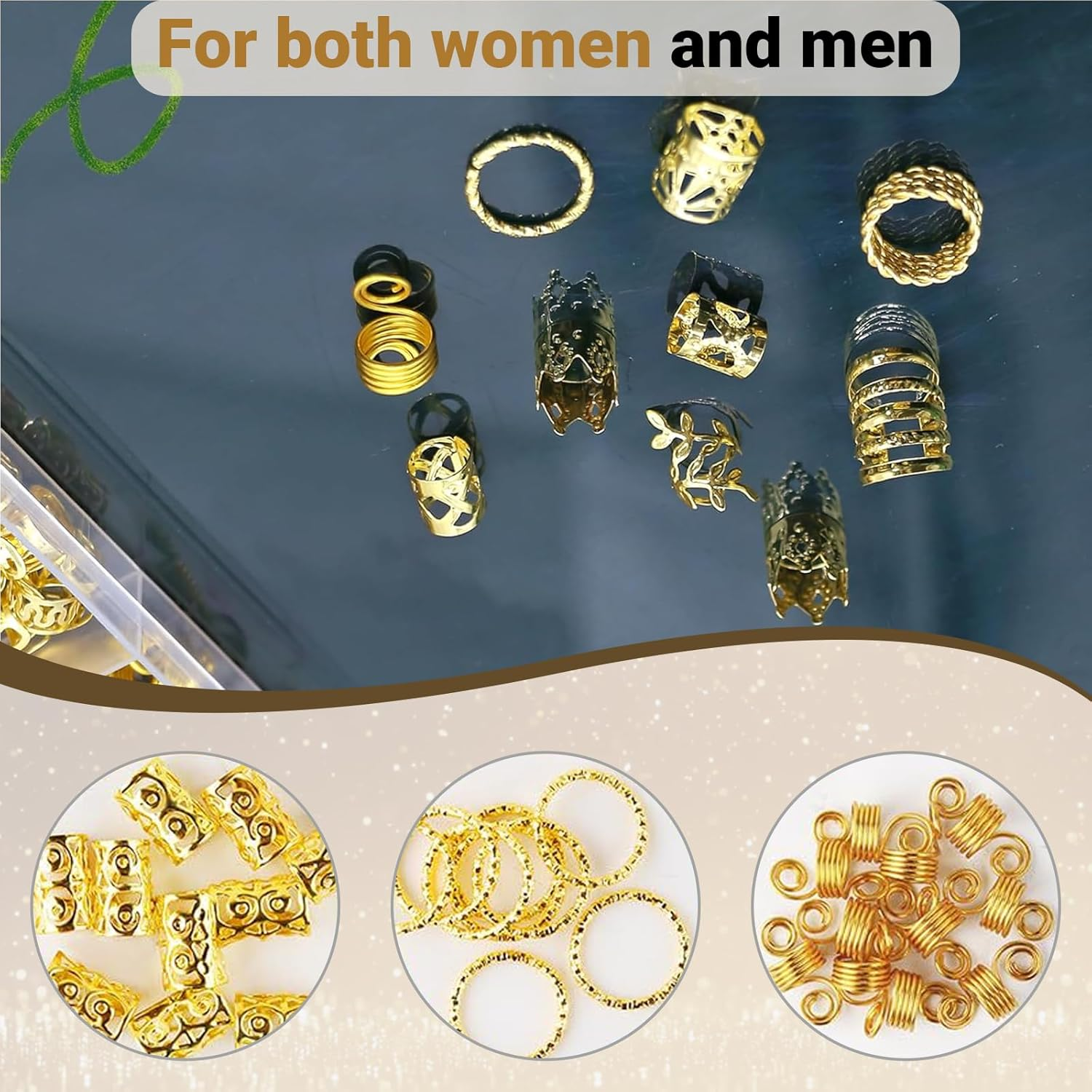 Xanthelle Hair Beads, 290 Pcs Gold Hair Accessories for Dreadlocks & Braids, Women'S Hair Jewelry, Metal Hair Clips, Hair Rings & Hair Clips image number 4