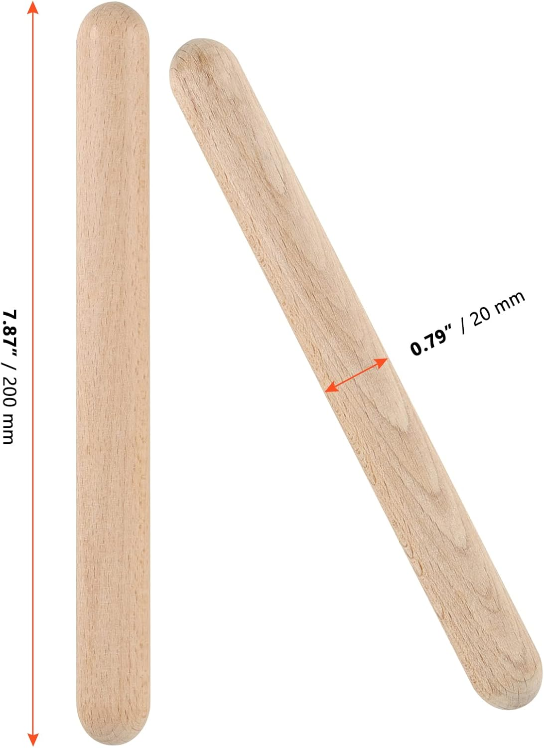 SINJEUN 16 Pair (32 Pack) Wooden Rhythm Sticks, 8 Inch Classical Wood Claves Musical Percussion Instrument, Natural Hardwood Music Lummi Sticks for Student, Musicians image number 3