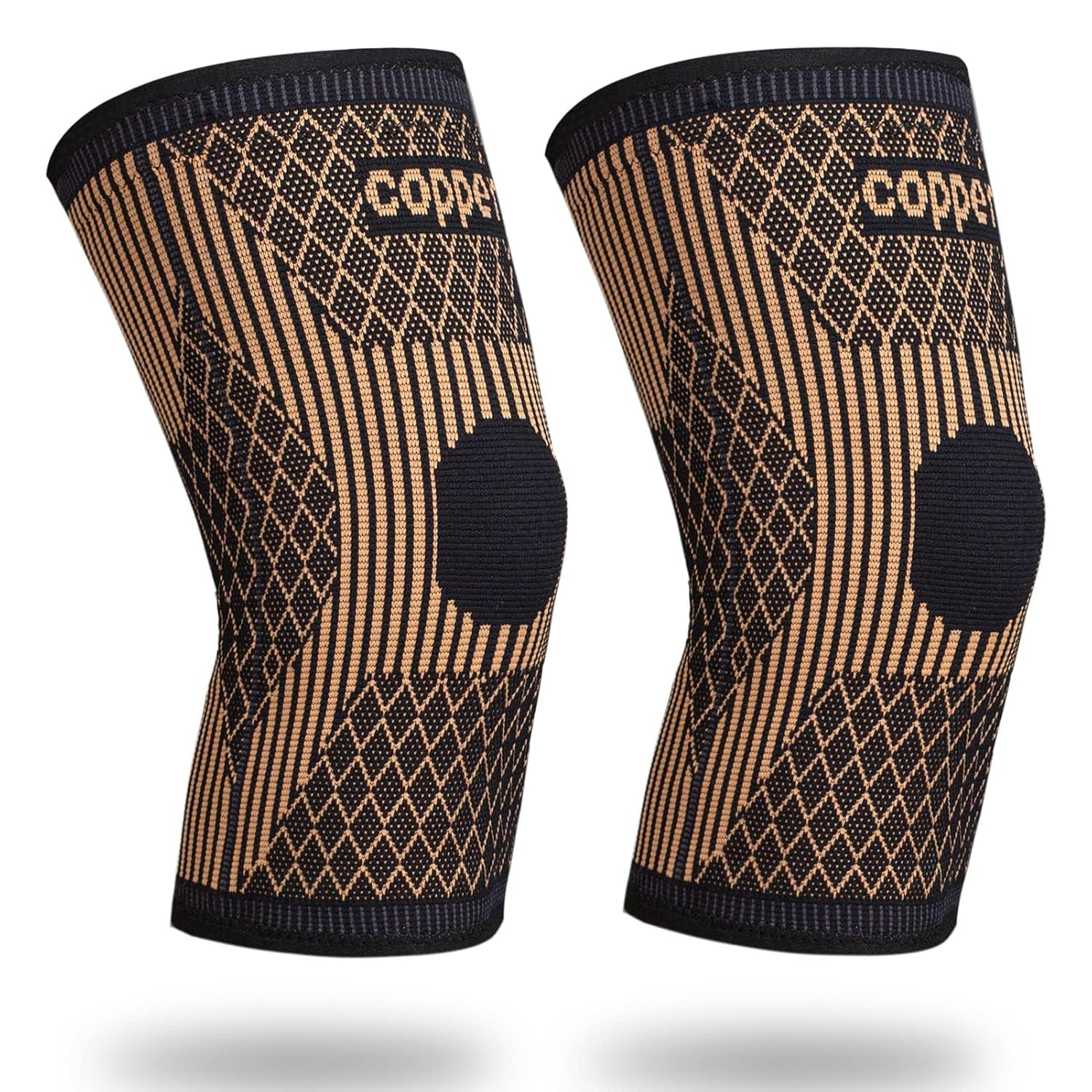Copper Knee Braces for Women and Men - 2 Pack Compression Knee Sleeve for Knee Pain and Recovery Support, Arthritis, Meniscus Tear, Knee Support for Running, Workout Sports image number 1