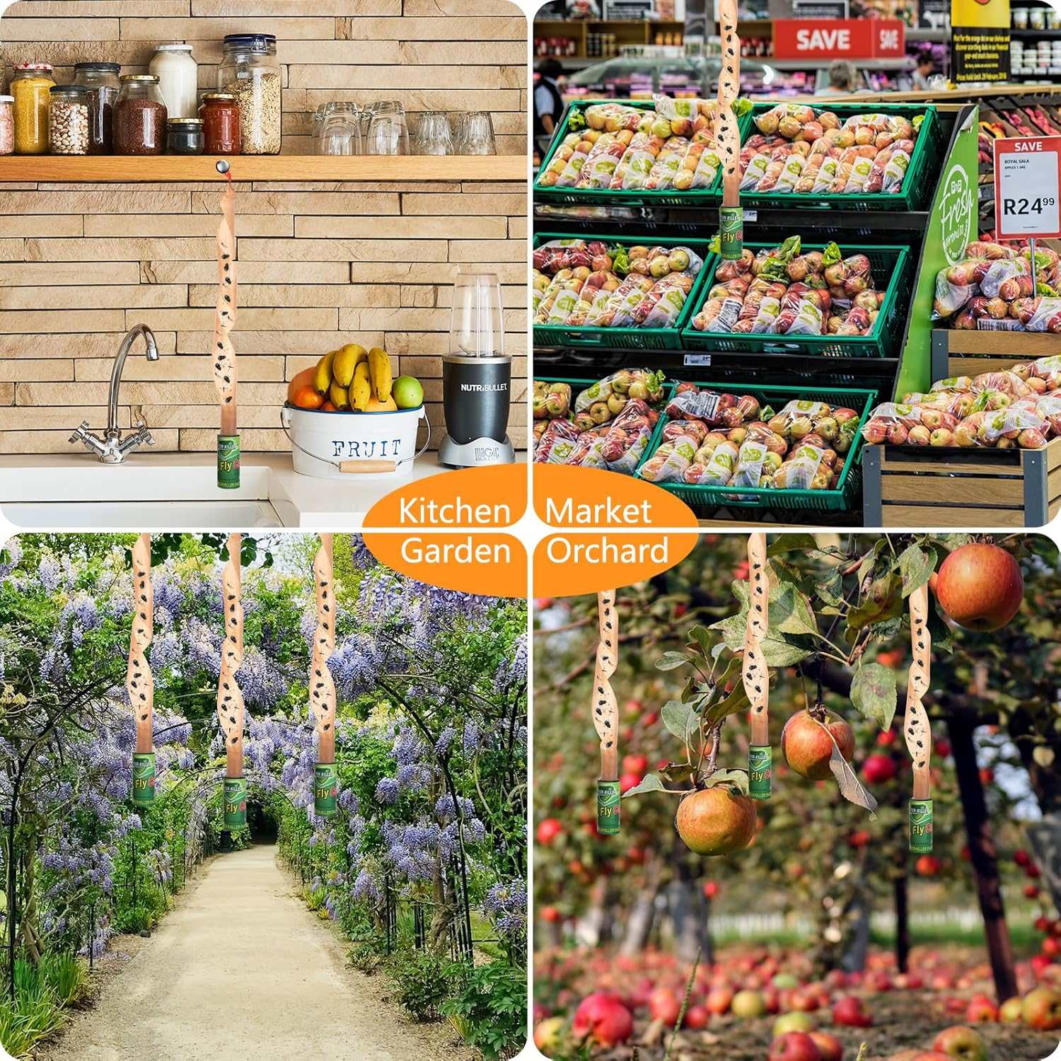 20PCS Fly Paper Strips，Geeric Fly Ribbon Sticky Traps Hanging Insect Traps Fly Catcher Sticky Fly Traps Rolls Tape Fly Bait Indoor Catcher for Fruit Flies, Gnat, Pest, Mosquito Green image number 3