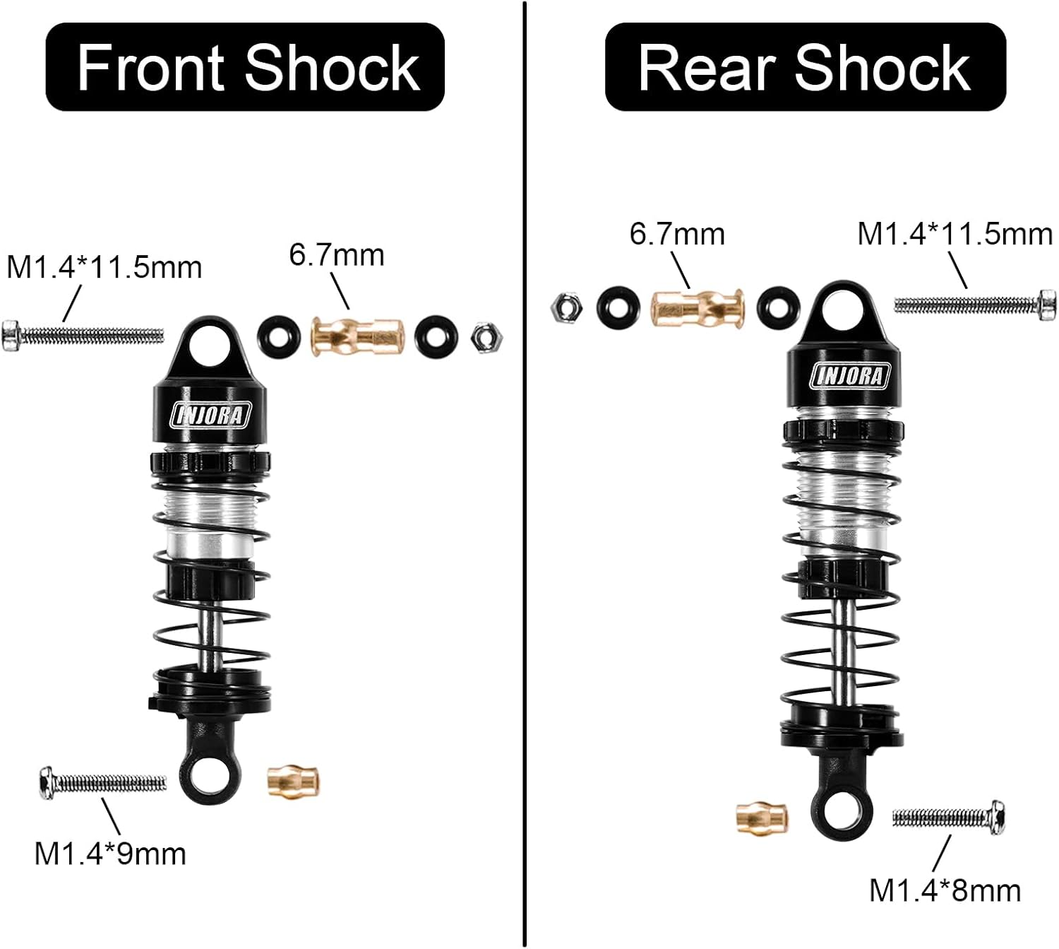 INJORA Aluminum Oil Shocks for Buggy Losi Micro-B/Micro-T (Front & Rear) image number 3