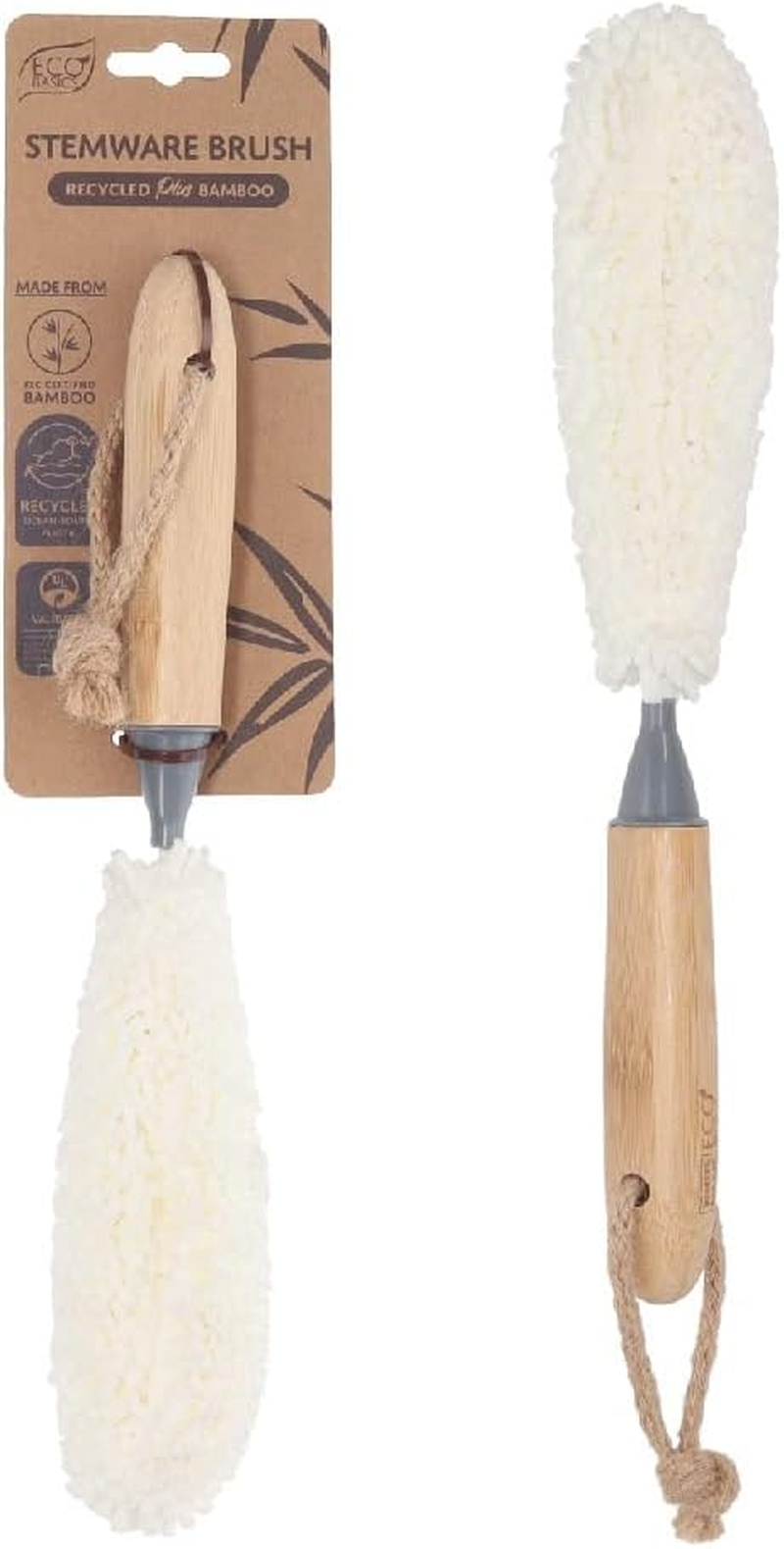 Eco Basics Stemware Brush &ndash; Scratch-Free Hydrophobic Foam, Ocean-Bound Plastic & FSC Bamboo Handle, Perfect for Glassware & Delicate Items, Quick-Drying, Easy Grip, 30X5Cm image number 5