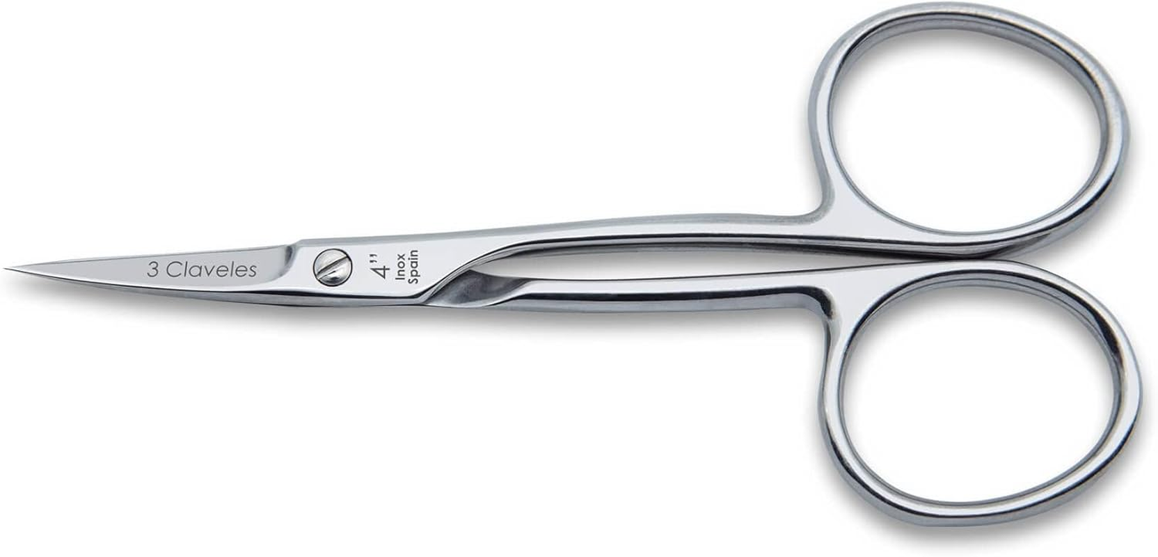 3 Claveles 12005 - Nail Scissors for Manicure, Curved Blade, Rustproof, 4 Inches image number 2