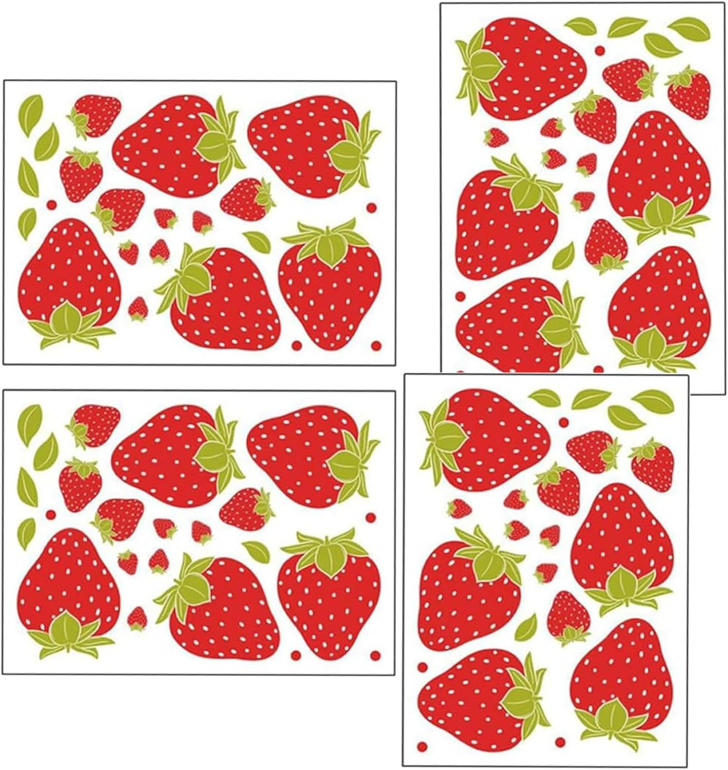 Fokmuaex Strawberry Wall Decals - 4 Sheets Removable Smooth Surface Wall Stickers with Durable Adhesive, Easy to Apply Charming Room Decor for Bedroom, Nursery, Kitchen image number 3
