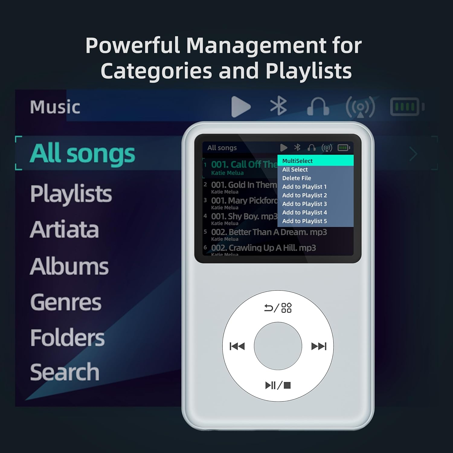 Y1 Mp3 Player with Bluetooth 128G Innioasis Version Upgrade Portable Mini Hifi Sound Bluetooth Walkman Digital Music Player 2.4" Screen Nice 2025 Silver image number 2