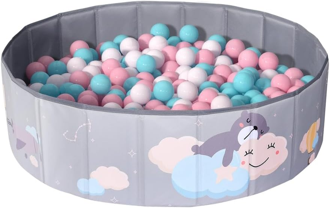 Keezi Ball Pit, 100 X 100 X 30Cm Foldable Foam Balls Pits Kids Soft Pool Playpen Barrier Ideal Gift Toys for Baby Children Toddlers, Suitable for 3-8 Years Old Grey image number 6