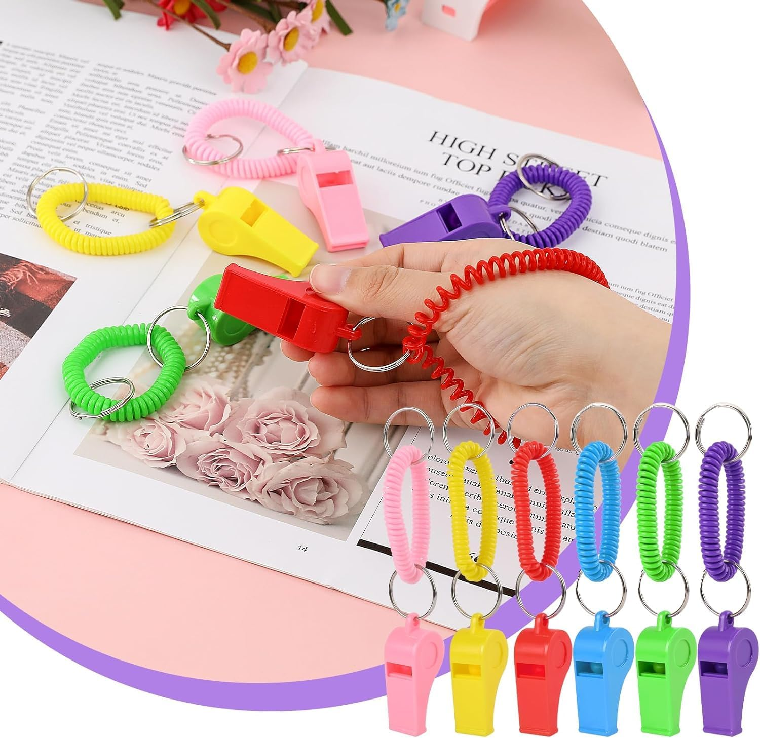 Plastic Whistle Sport Whistle with Bracelet Keychain,Sport Whistles with Bracelet Keychain,Loud Clear Plastic Whistles with Bracelet Keychain,Loud Crisp Clear Sound Plastic Whistle with Bracelet image number 5