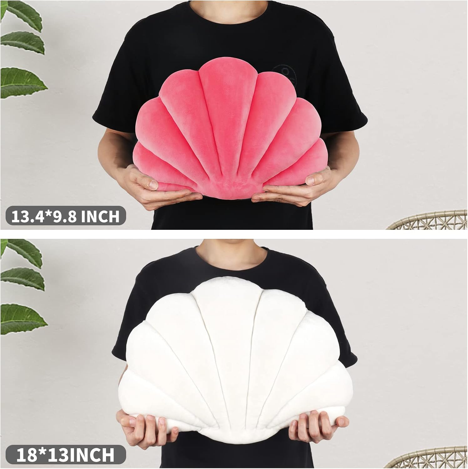 Yi-Gog Sea Princess Seashell Decorative Pillow,1 Cotton Linen Throw Pillowcases Sea Ocean Theme Seashell Conch Decorative Pillowslip Home Office Decor Seashell Shaped Throw Pillow (Medium Pink) image number 6