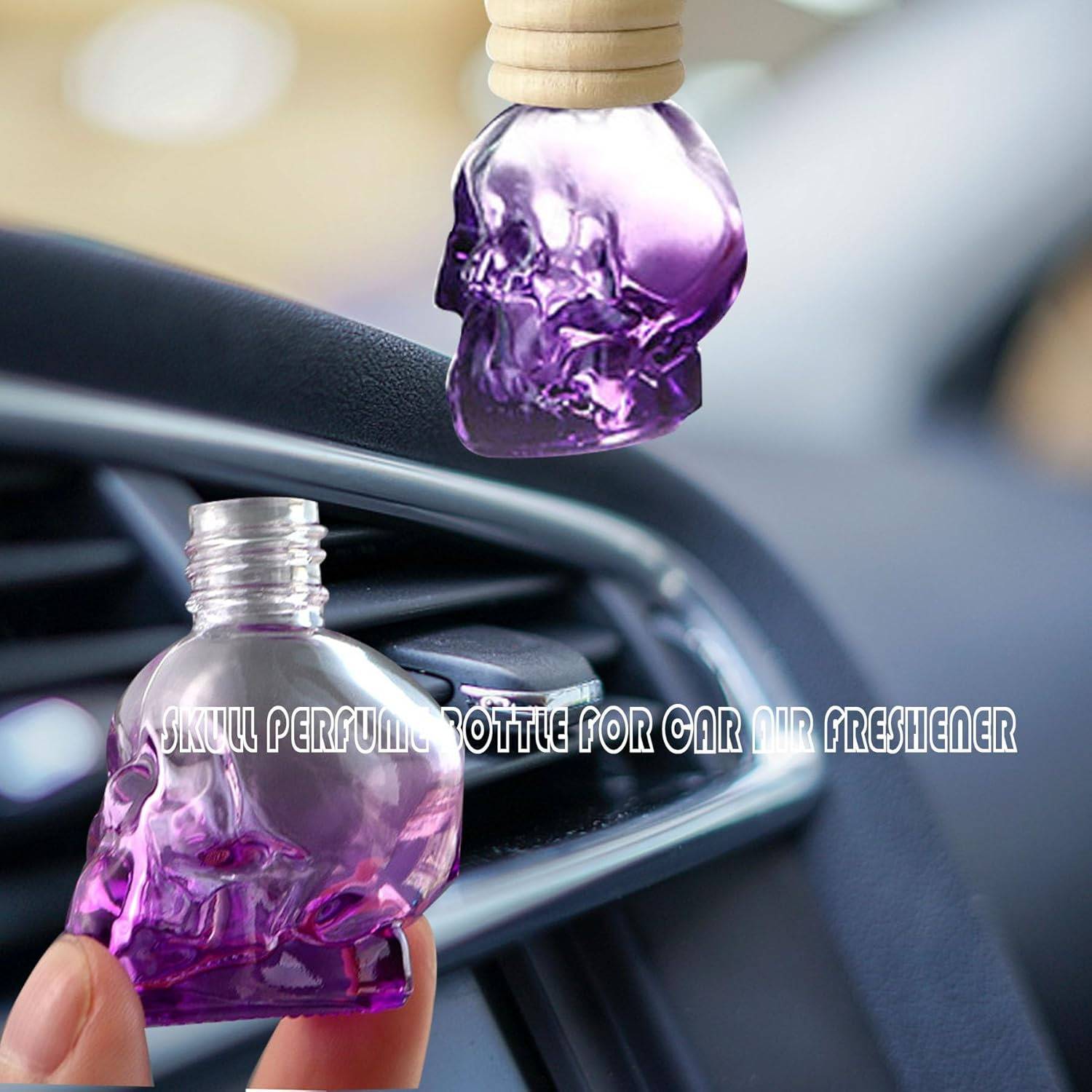 7 PCS Mini 10Ml Colors Skull Perfume Bottle for Car Air Freshener Pendant Essential Diffuser Oil Fragrance Aromatherapy Empty Bottle Decor &hellip; image number 4